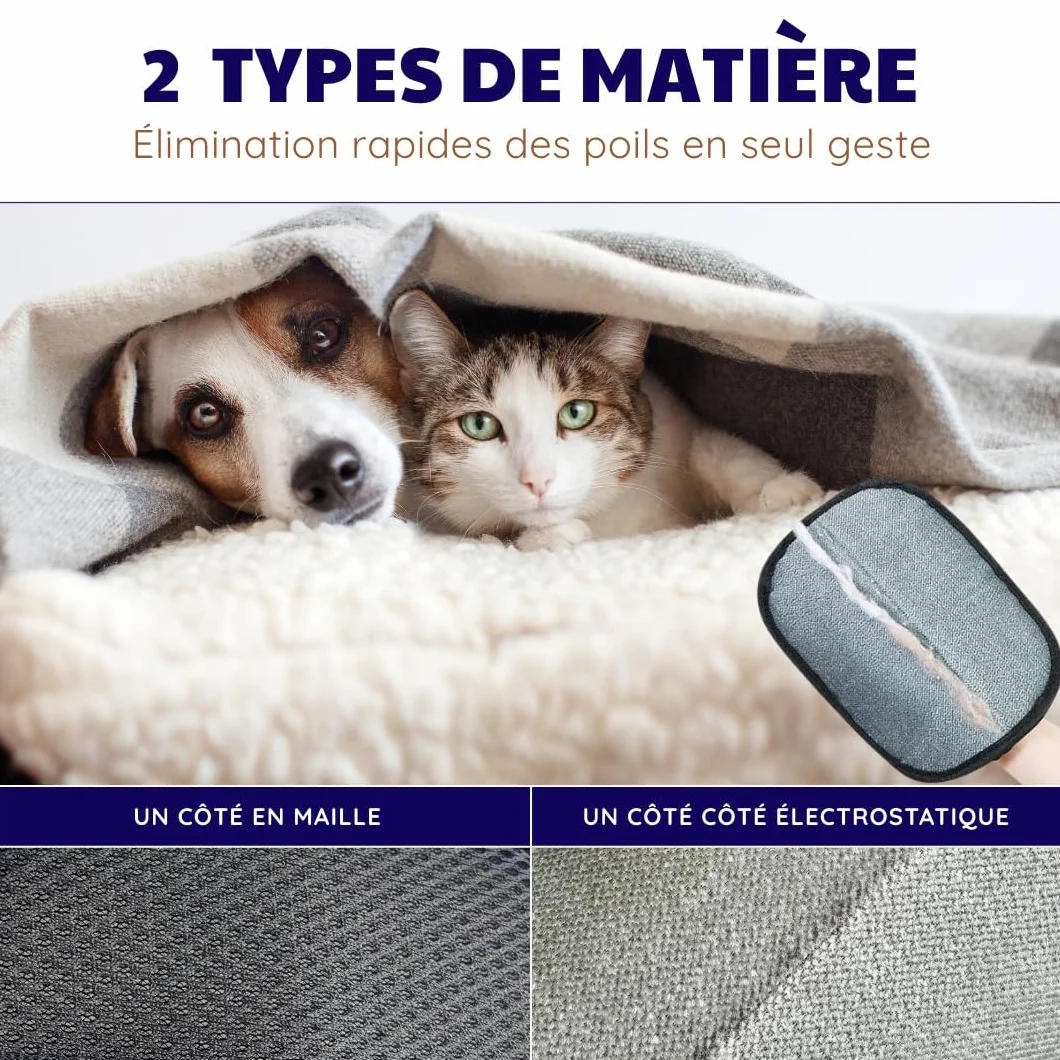 Gant Anti Poils Animaux électrostatique réutilisable Nettoyage Chien Chat