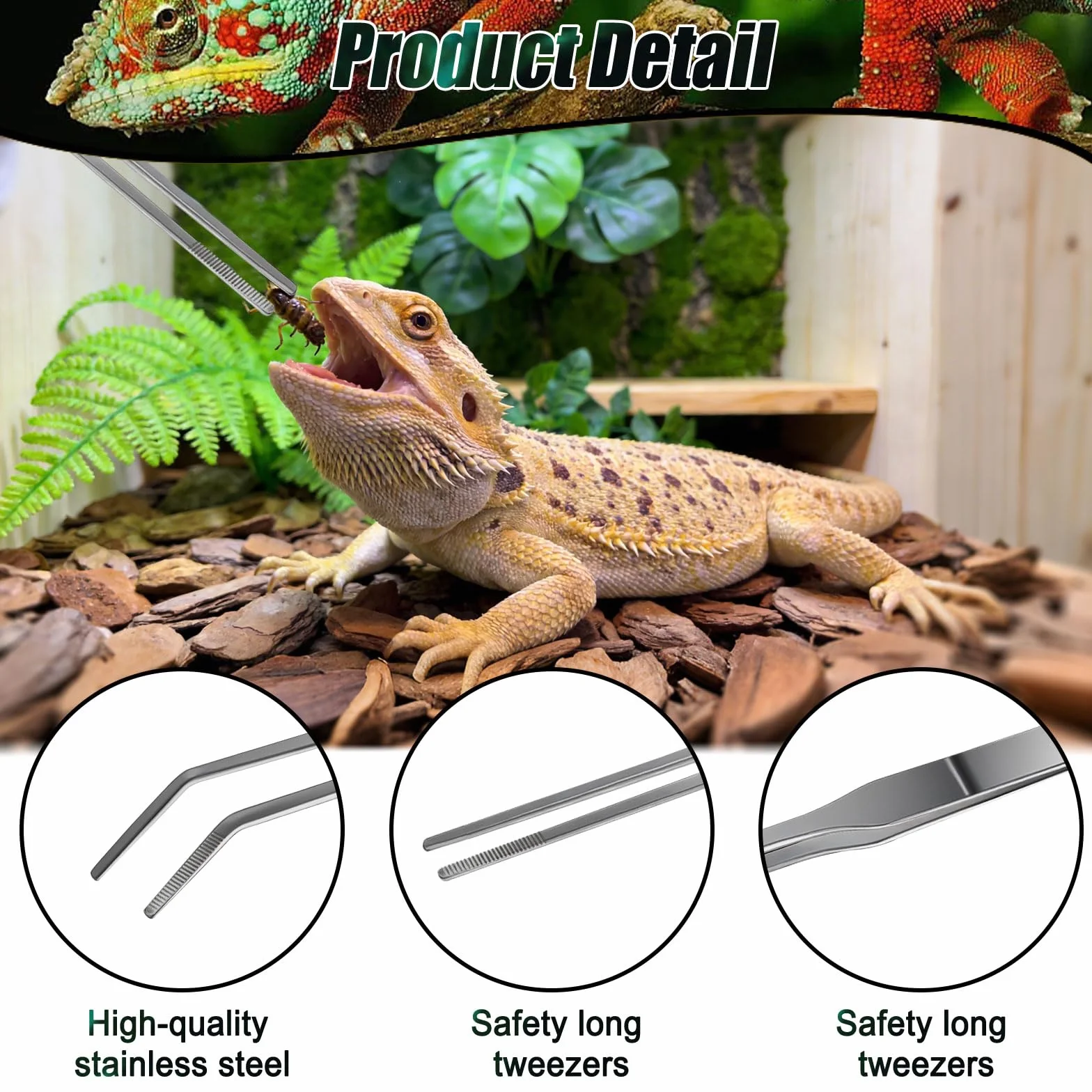 Pinces d'alimentation pour Reptiles 27 cm Pince Aquarium Protège Les Doigts Brucelle Argent