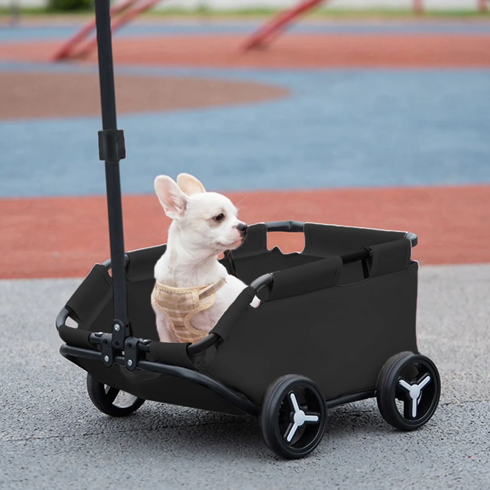 Poussette pour chiens de petite taille cage de transport à roulettes pliable 4 roues pour chats chiots animaux voyages