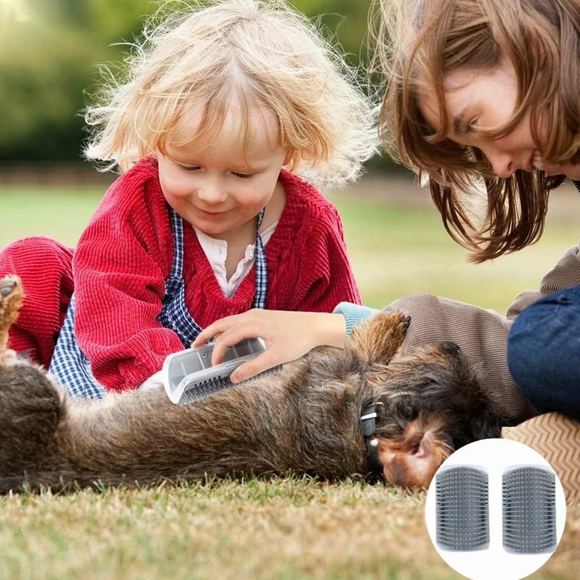 Brosse pour Chat Murale Coin, 2 Pièces Peigne Toiletteur avec Herbe à Chats et Vis