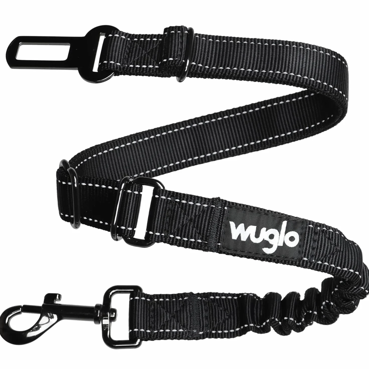 Ceinture de Sécurité Chien Voiture 30-95 cm Harnais Élastique Robuste Clip Noir