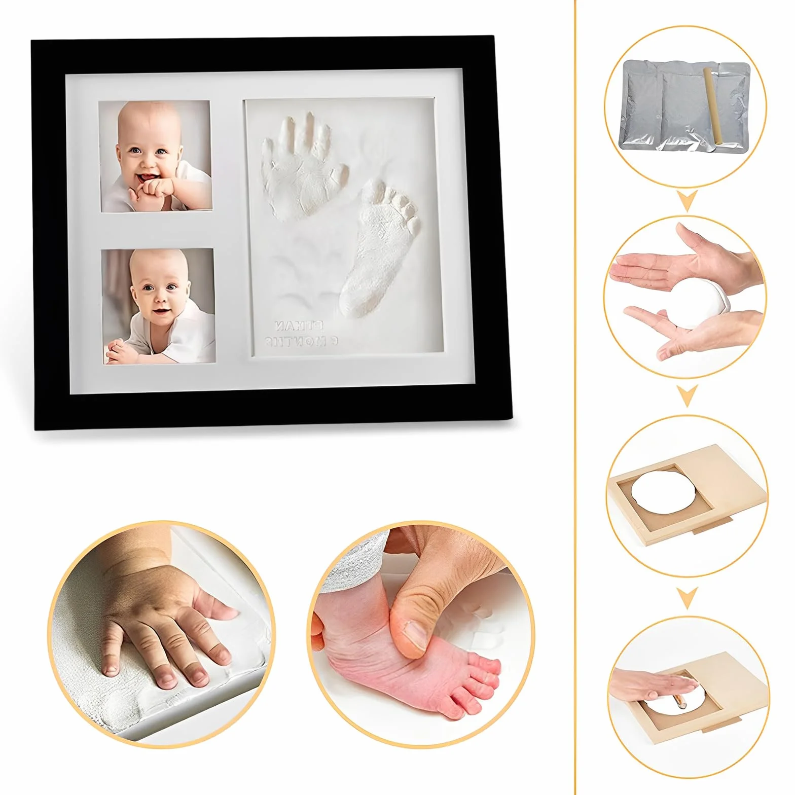 Cadre photo en bois 3D empreintes pattes chien chat cadeau souvenir