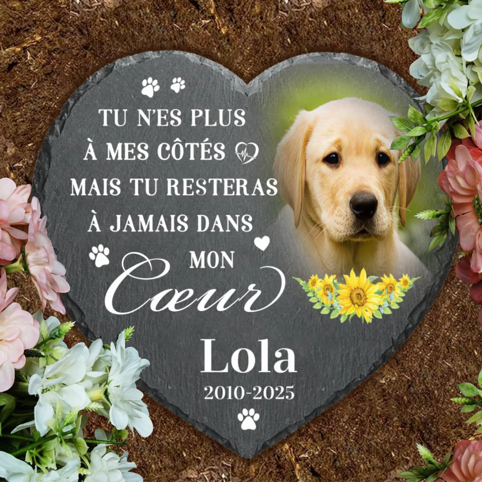Plaque commémorative personnalisée chien chat – pierre tombale funéraire extérieur intérieur – souvenir hommage décès