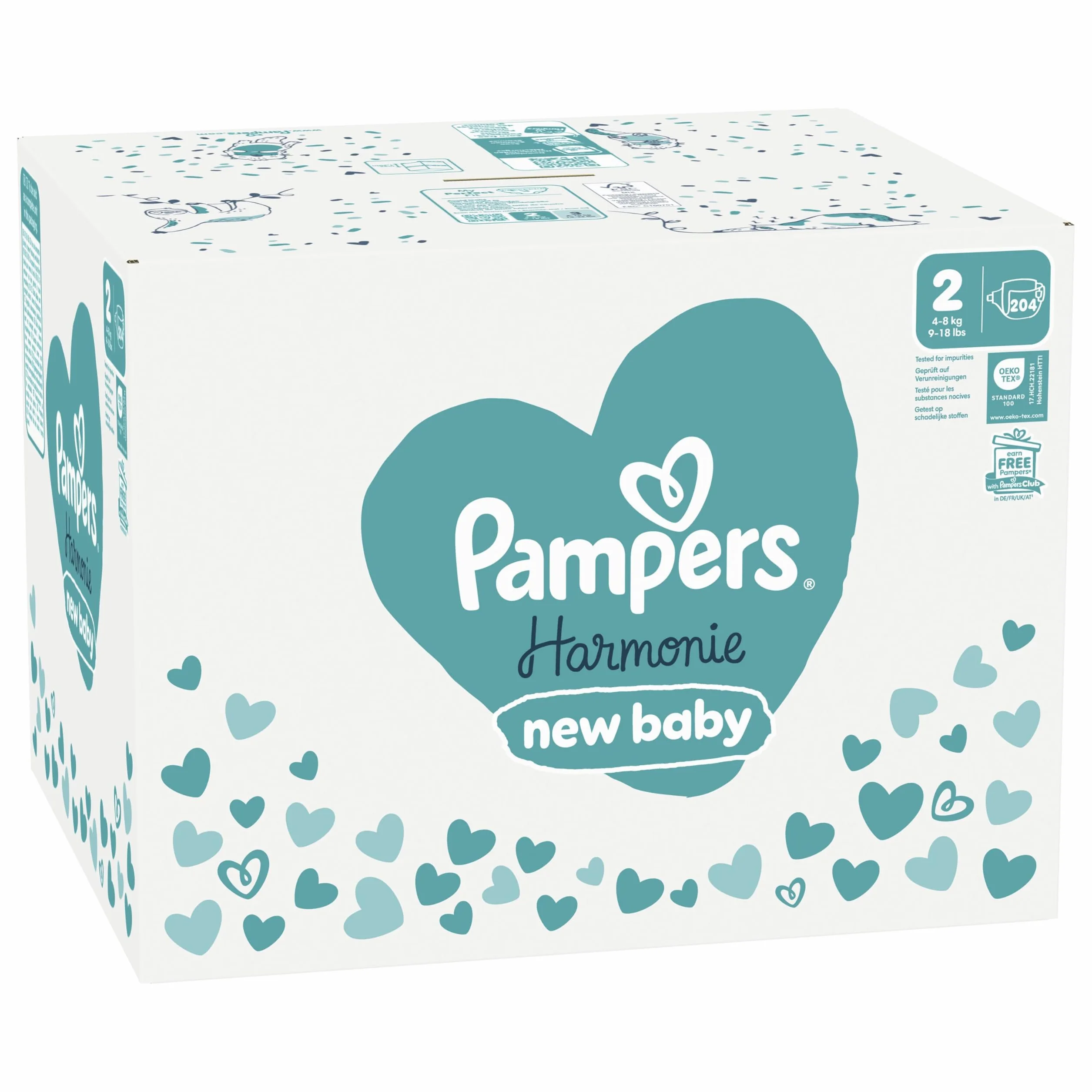 Pampers Harmonie Taille 2 204 Couches 4-8kg Protection Douce