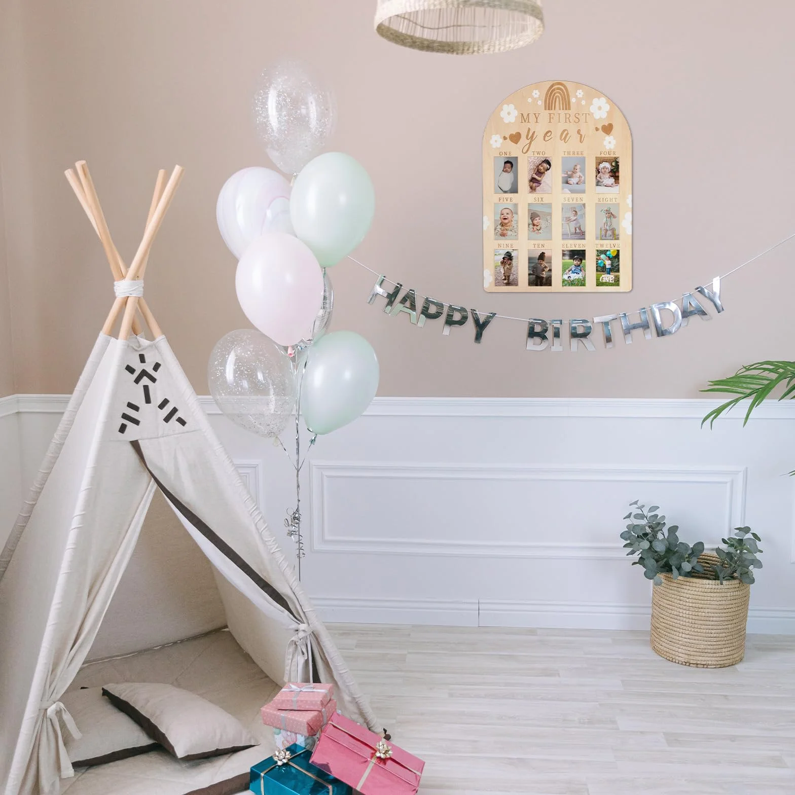PEUTIER Cadre Photo Bébé Première Année Personnalisé Garçon Fille Anniversaire Décoration Chambre