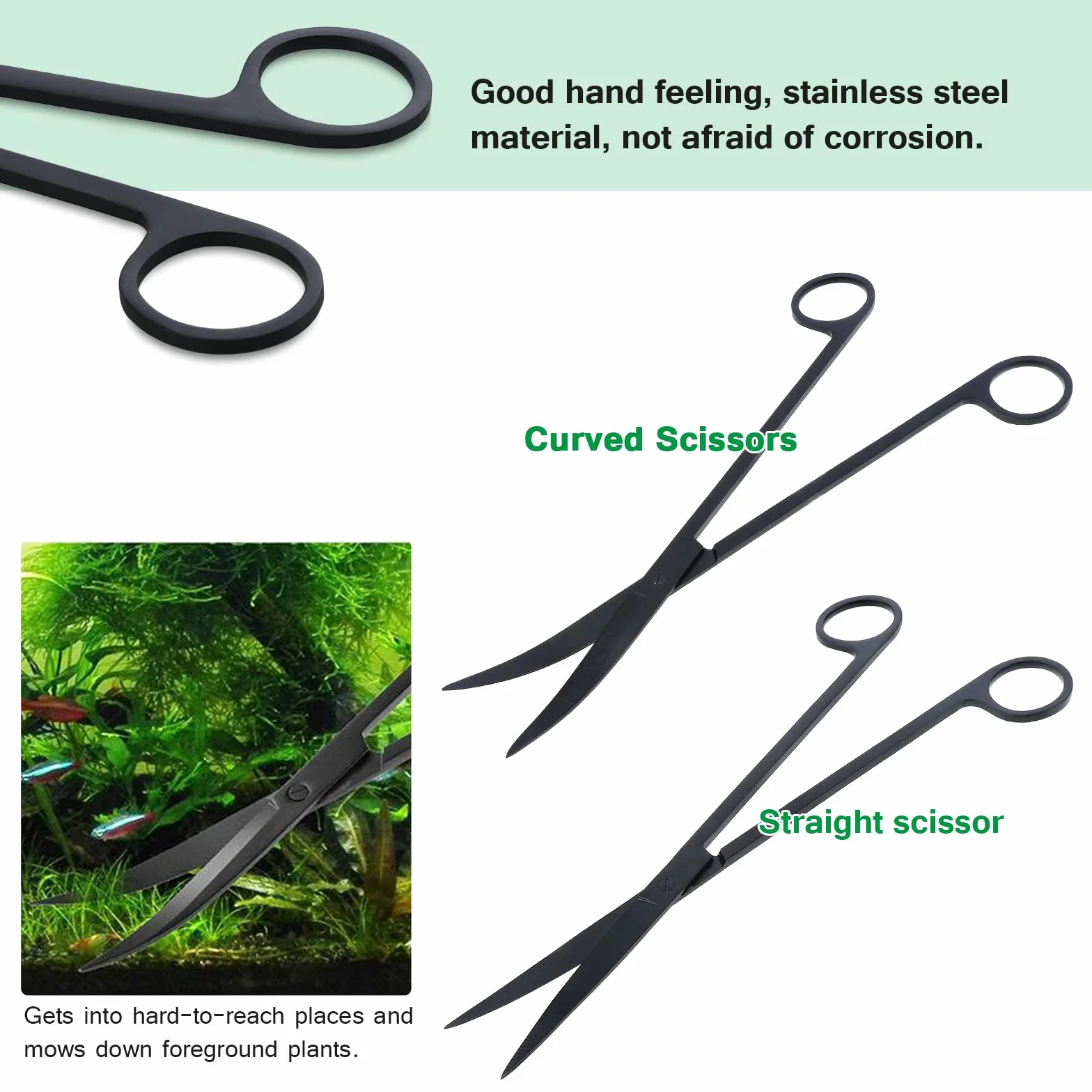 Filet de pêche 7 en 1 Outils Aquarium - Filet de pêche, Ciseaux, Spatule de Nettoyage Algues