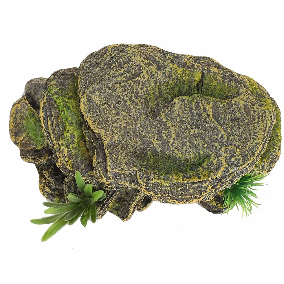 Grotte Cachette Reptile Résine 16x9.5x6.5 cm Abri Lézards Tortues Amphibiens Décoration Terrarium Aquarium