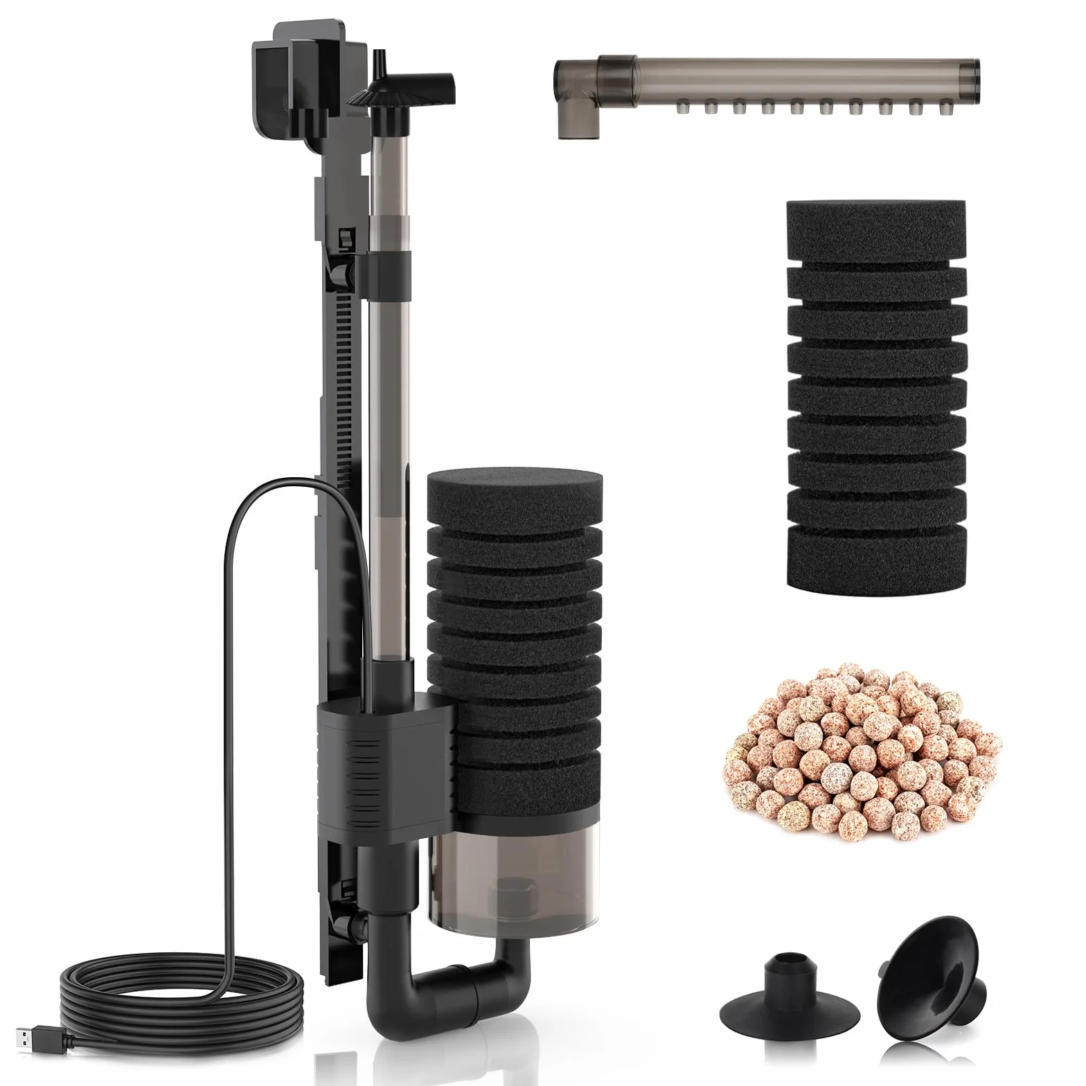 Hygger Electric Sponge Filter USB Ultra Silencieuse Filtre Interieur Aquarium Submersible for 75L Breeding Fry Betta Shrimp