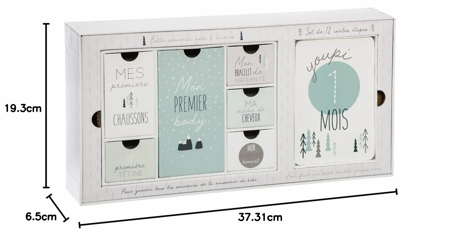 Atmosphera Coffret Cadeau de Naissance Mon Premier 20x38 cm Bleu