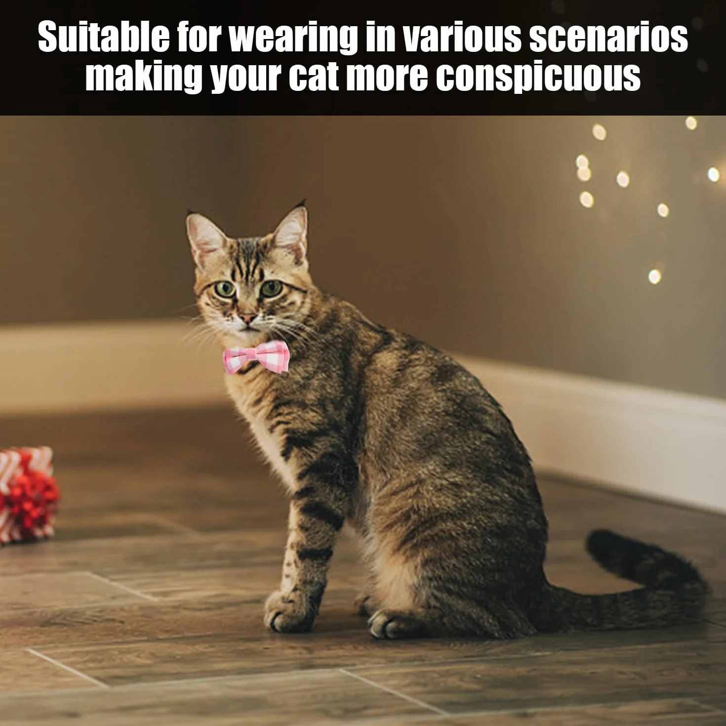 Collier À Nœud Réglable pour Chat Mignon avec Cloche, 3 Pièces