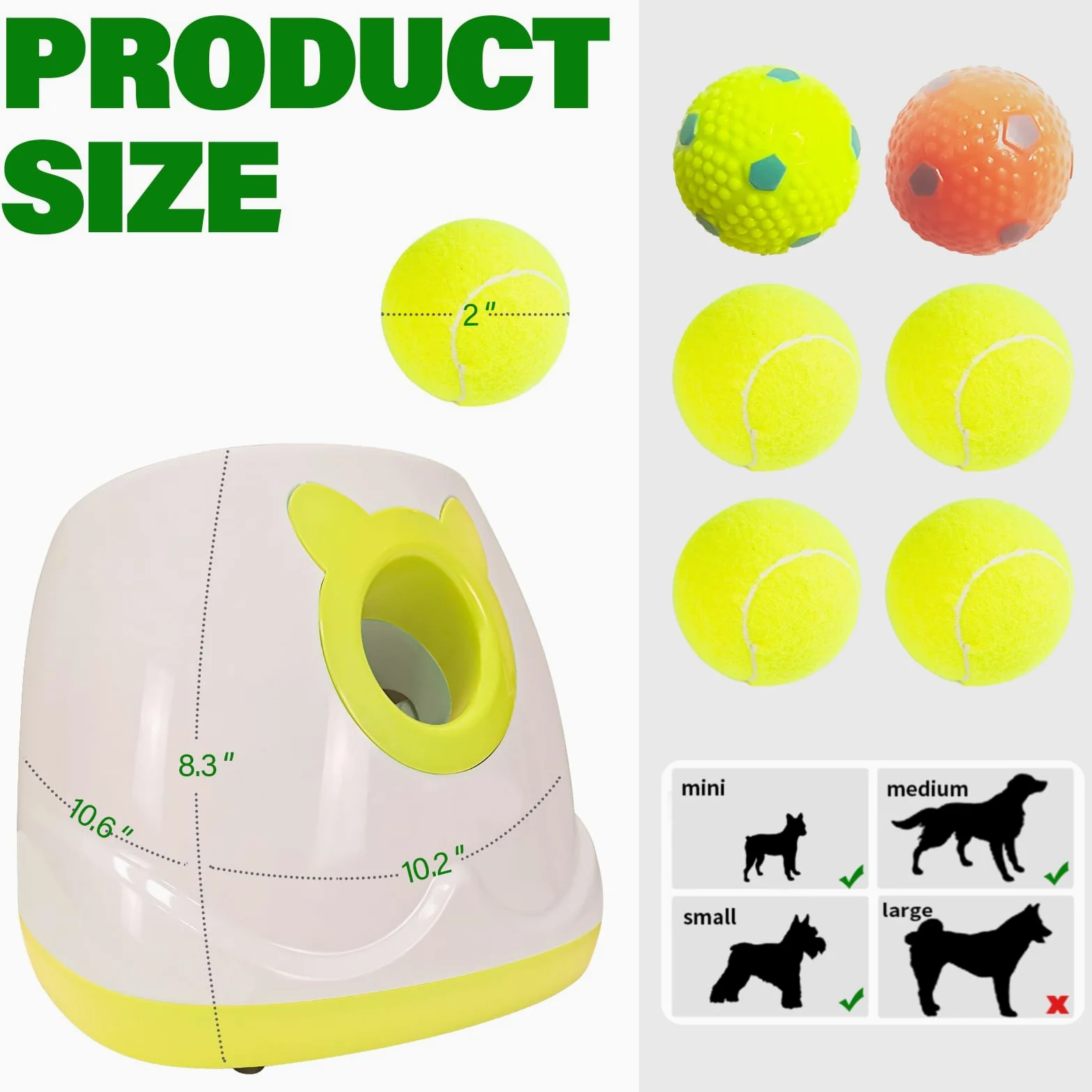 Lanceur de balle automatique pour chien - Jouet interactif pour chien - Balle de tir (jaune)