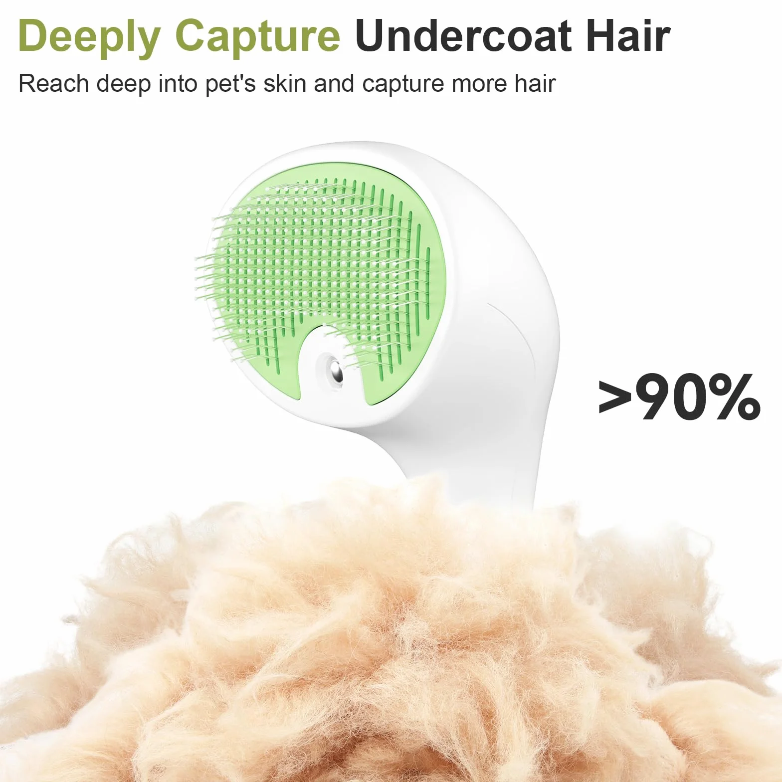 Brosse Vapeur pour Chat avec Bouton de Déverrouillage, Design Silencieux, Rechargeable pour Chats Chiens Lapins Vert