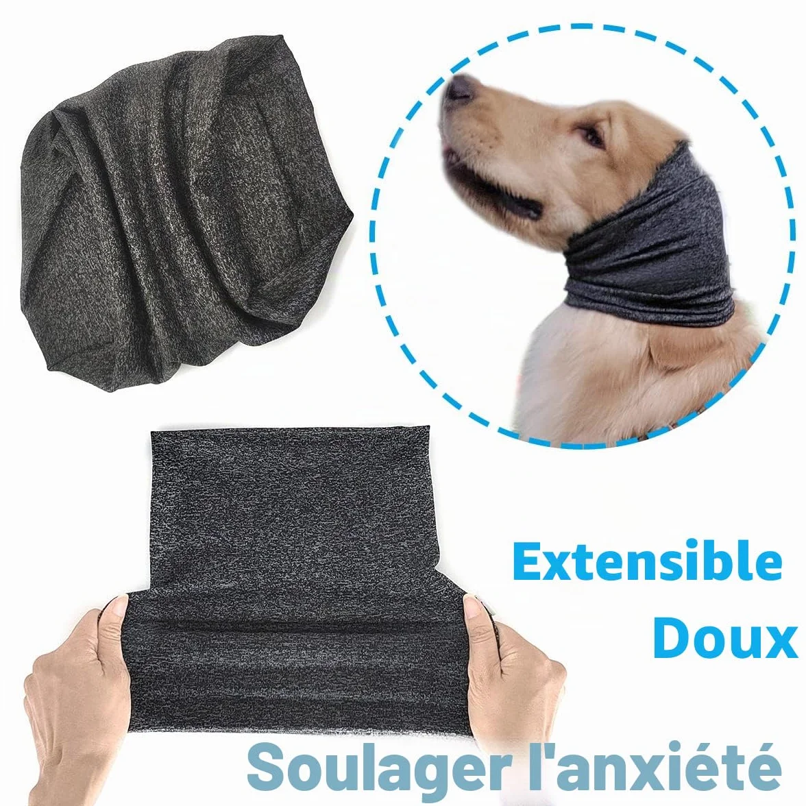 Cache-Oreilles pour Chien Soulagement Anxiété Calme Endroit Bruyant Snood Chauffe-Cou Chats Gris M