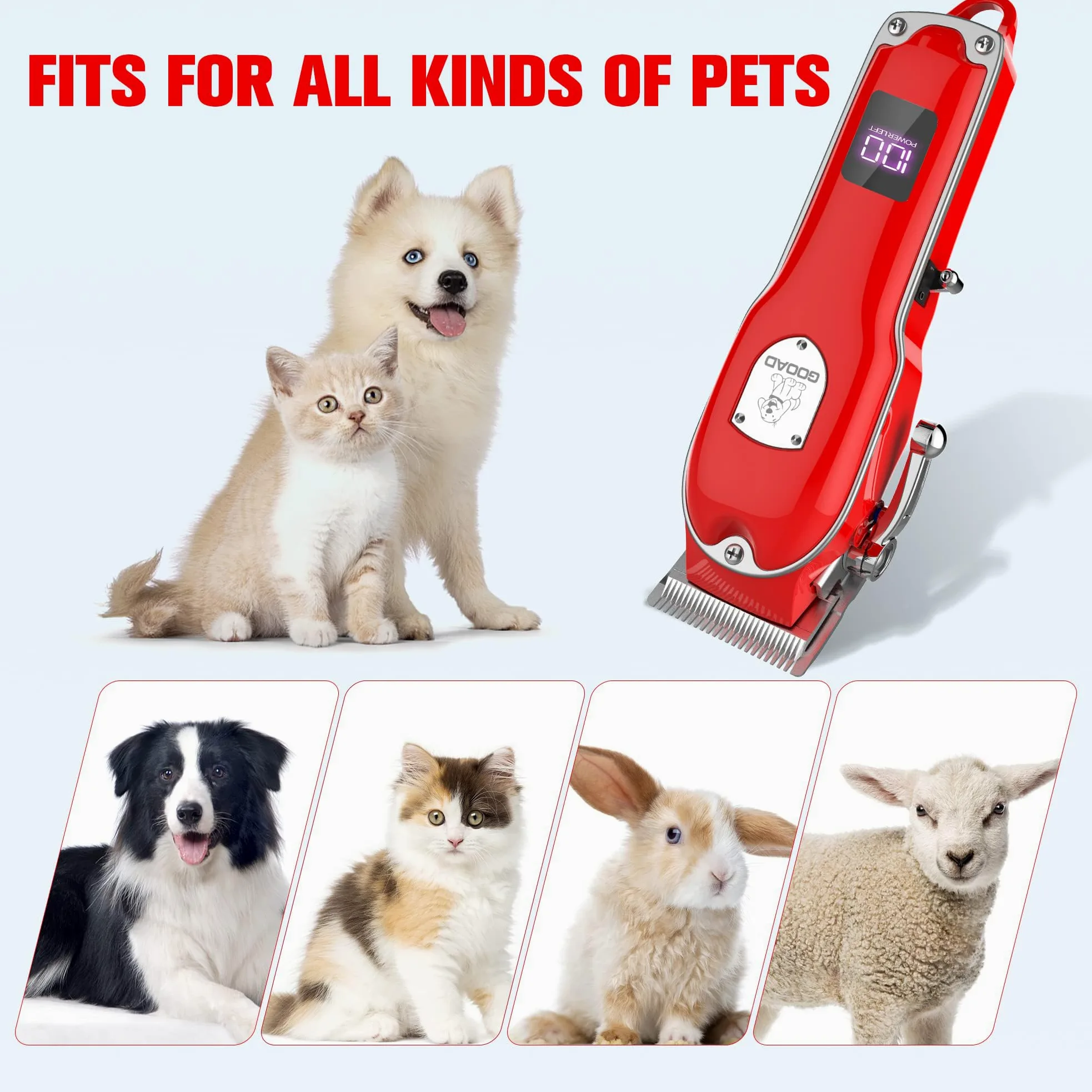 Tondeuse de toilettage pour chien, kit de toilettage pour chien, tondeuse de toilettage sans fil pour manteaux épais, tondeuse à poils de chien, tondeuse à faible bruit, tondeuse silencieuse