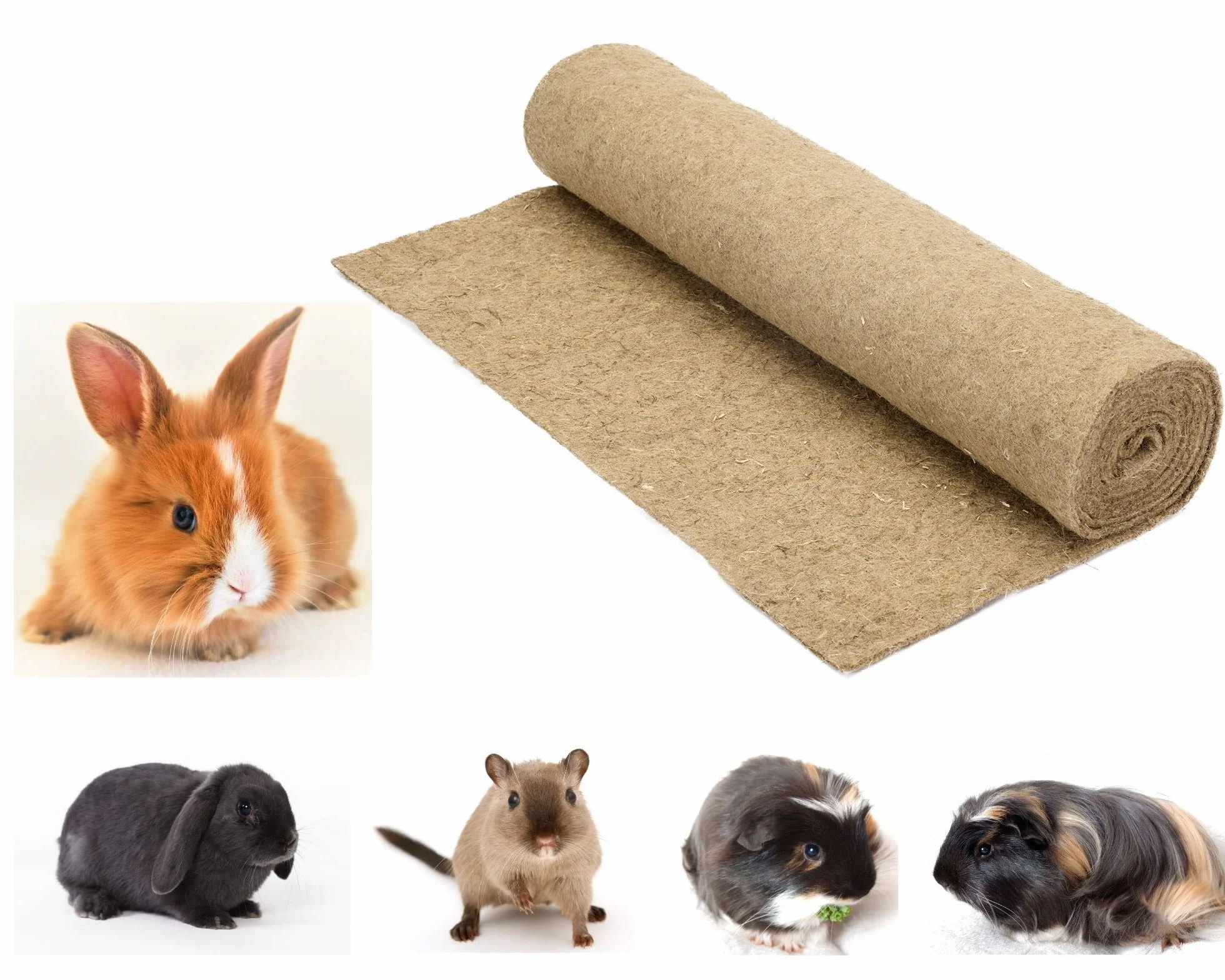 La cordeline Tapis Litière Chanvre pour Rongeurs 50 cm x 2 m Naturel