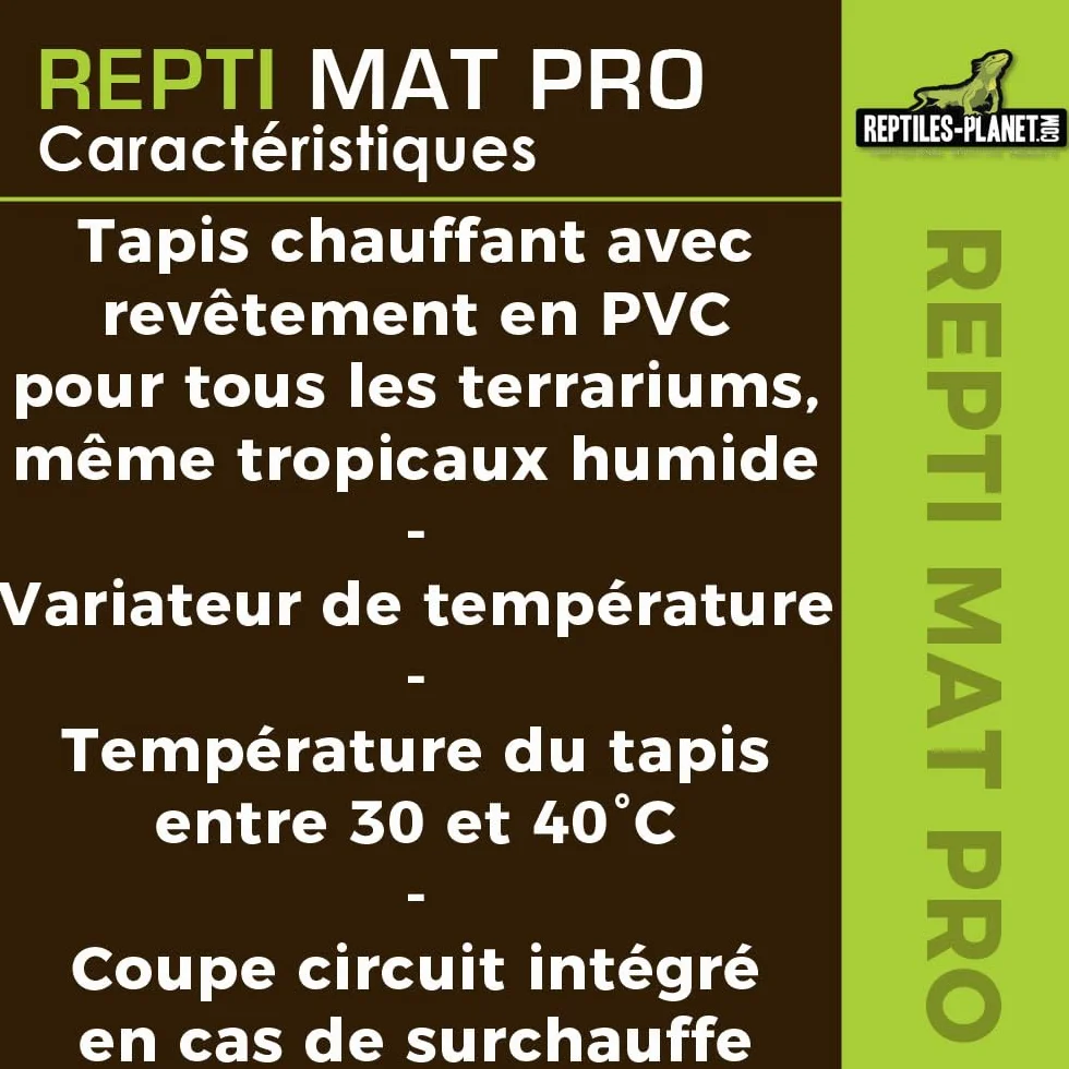 Reptiles Planet Repti Mat Pro Tapis Chauffant Terrarium Tropical 8 W 15 x 20 cm