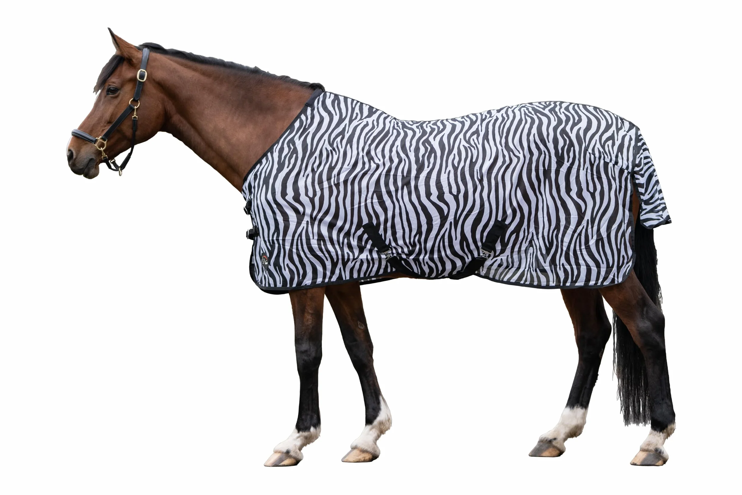 HKM Zebra Couverture Anti avec Sangles Crois Blanc/Noir 125 cm