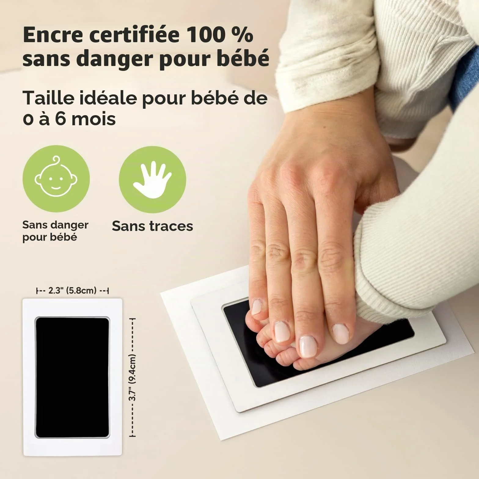 KeaBabies Ensemble d'empreintes de main et de pieds de bébé - Tampon encreur Clean Touch pour nouveau-né, cadre photo empreinte main Fabre (Ash Wood)