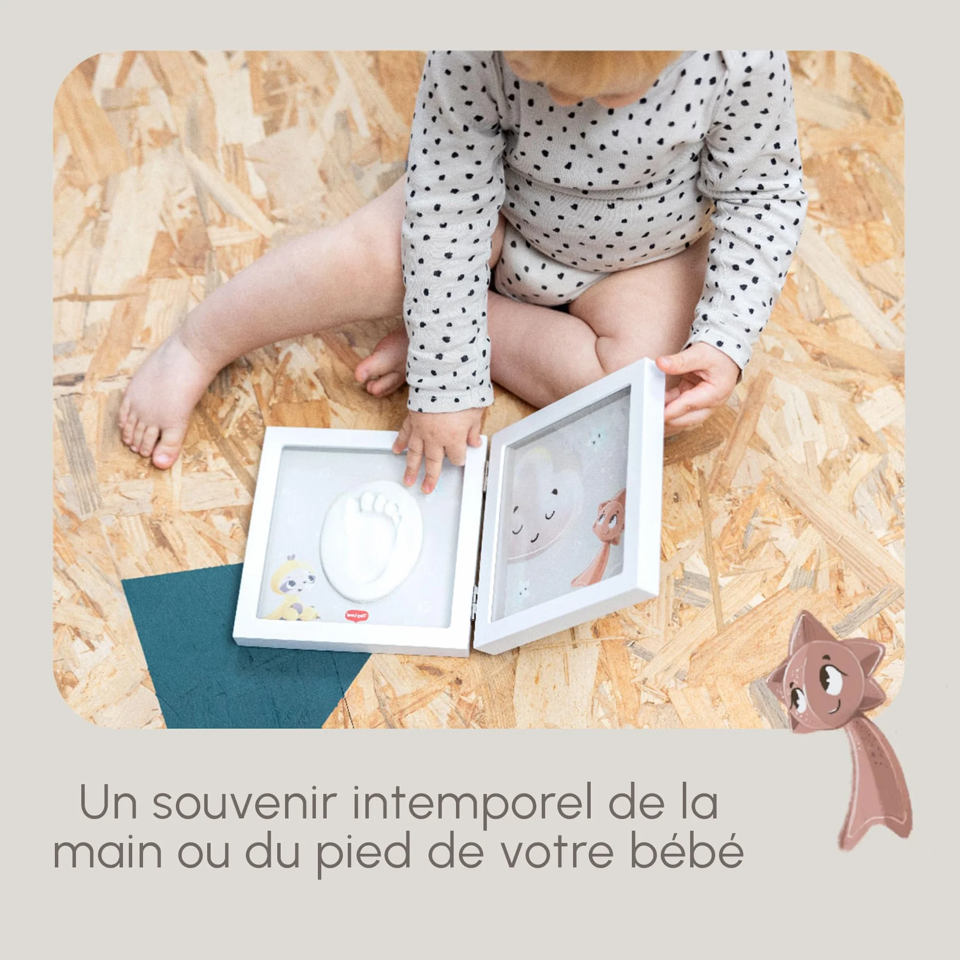 Tiny Love Tiny Creations Kit Argile Photo Bébé Empreinte Pied Main, Cadeau Naissance, Blanc
