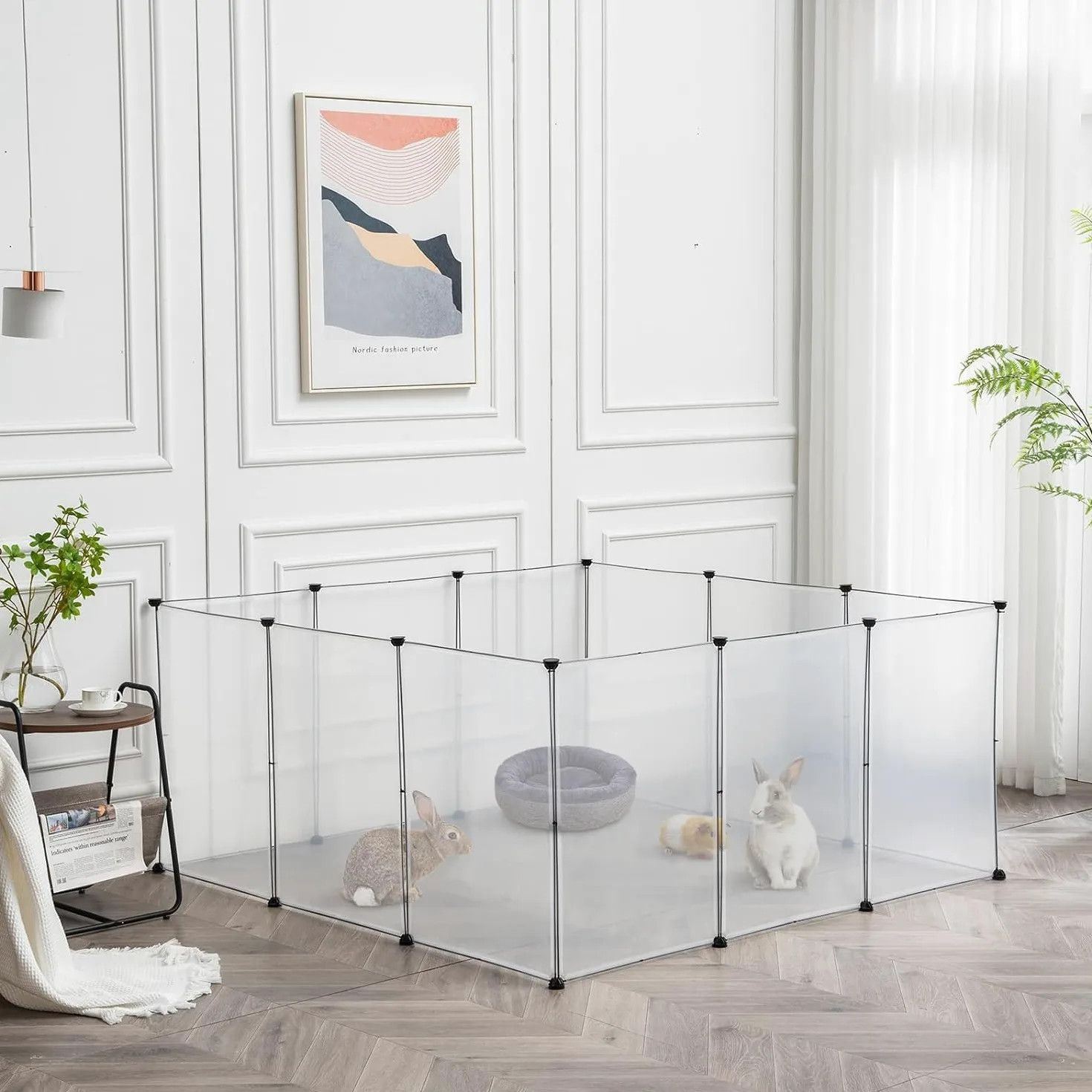LURIVA Grand Parc Transparent pour Animaux domestiques, 71,1 x 50,8 cm (H x l), Parc pour Petits Animaux, enclos pour Chien, Chaton, Furet, Cochon d'Inde, Utilisation en intérieur, 12 Panneaux