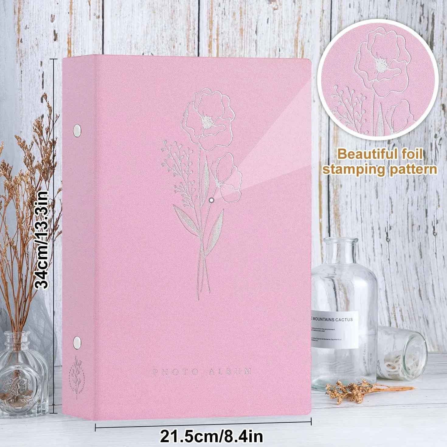 Album Photo 10x15 300 Pochette Lin Tissu Rose