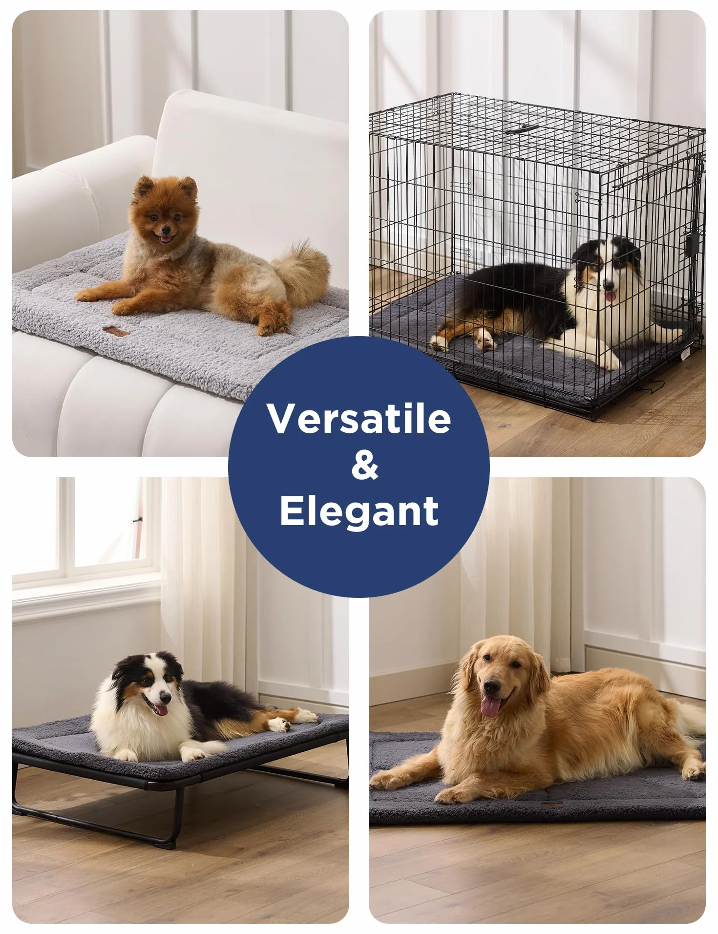 Joydeco Tapis de cage pour chien à profil bas réversible lavable polaire ultra douce taille M 121,9 cm
