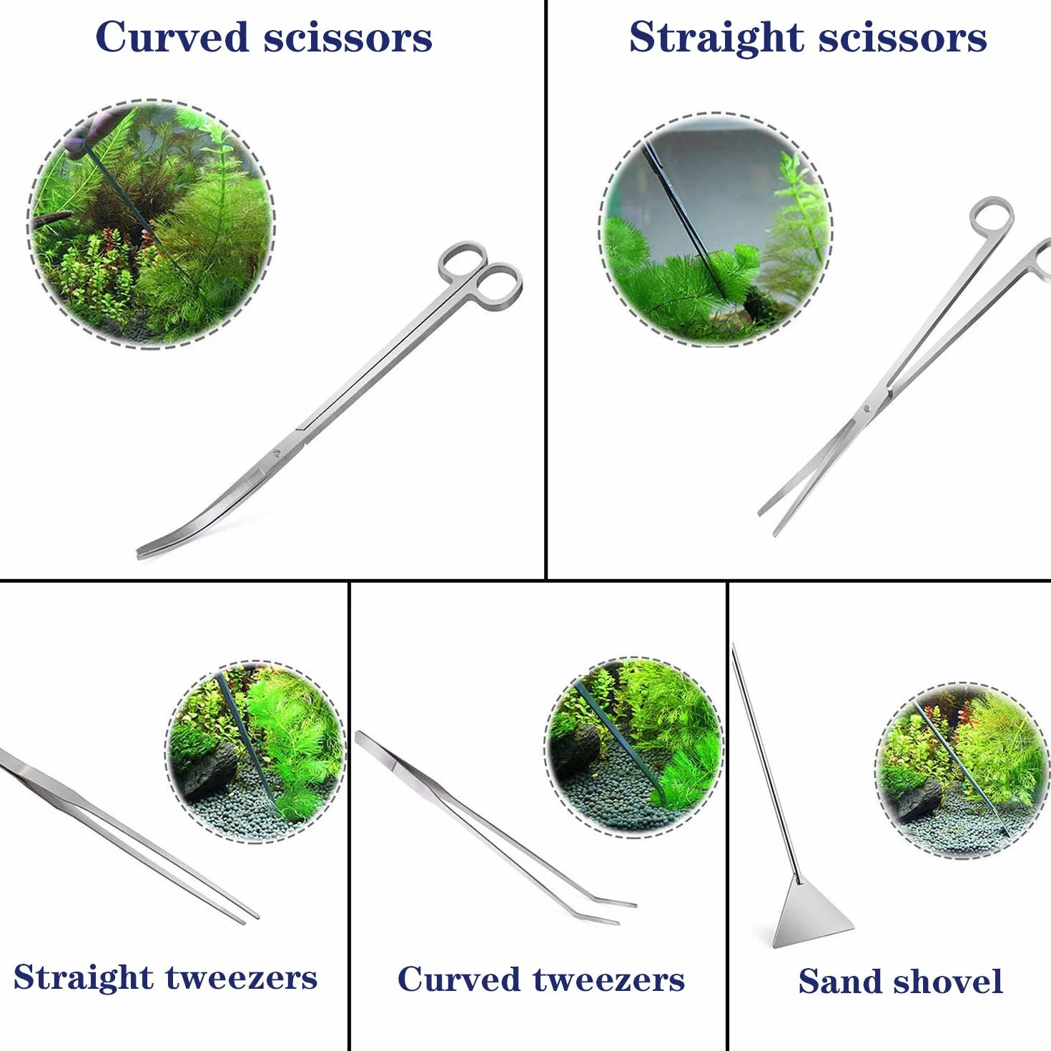 Ensemble d'outils d'aquarium 8 pièces Acier Inoxydable Plantation