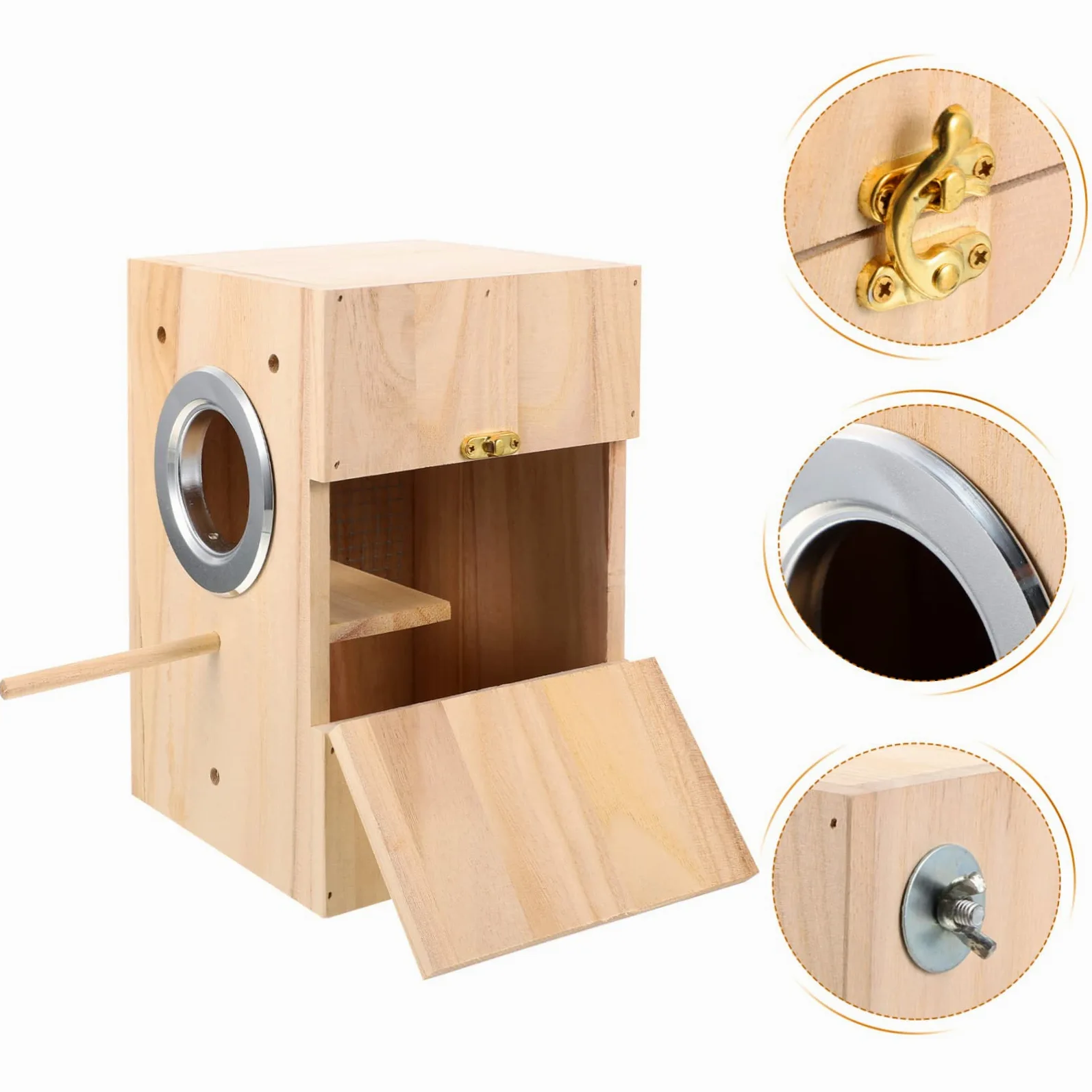 Yardwe Nid D’Oiseau en Bois, Boîte D’élevage Carrée, Lieu de Repos Confortable pour Canaris et Alouettes, Usage Intérieur