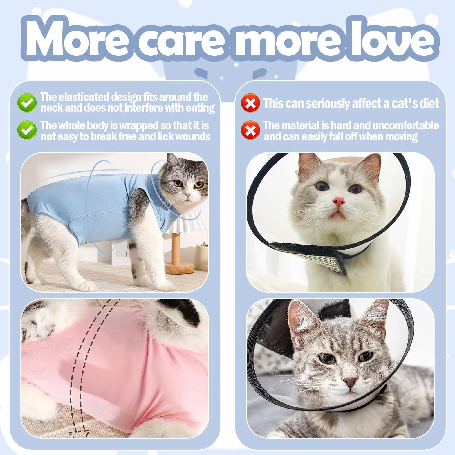 KAIYAYA Gilet de Récupération Chat 2-4kg, Body Post Opératoire Femelle, Restauration Professionnelle pour Abdominaux et Plaies (Rose)