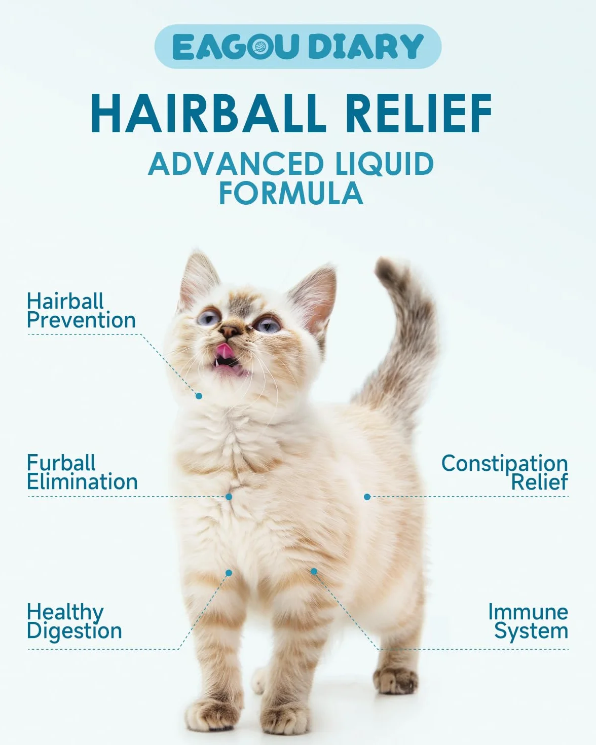 Boules Remède pour Chat - Traitement des Boules de Poils, Soutien Digestif, Psyllium, Fibres, Enzyme, Taurine, Vitamines, 60 ML