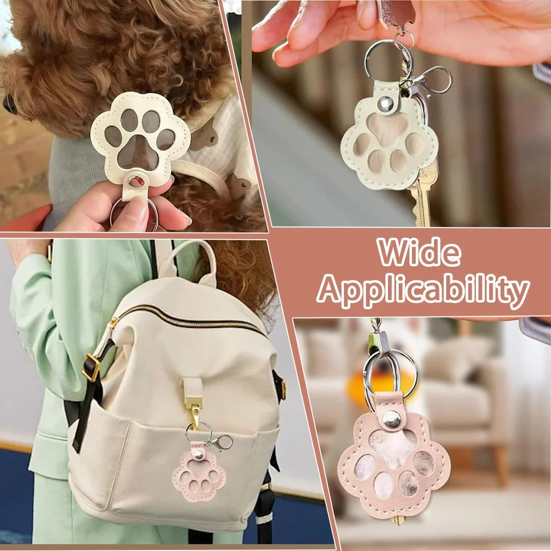 Porte-Clés Patte Personnalisable Souvenir Chien Décédé 2 Pièces Rose Blanc