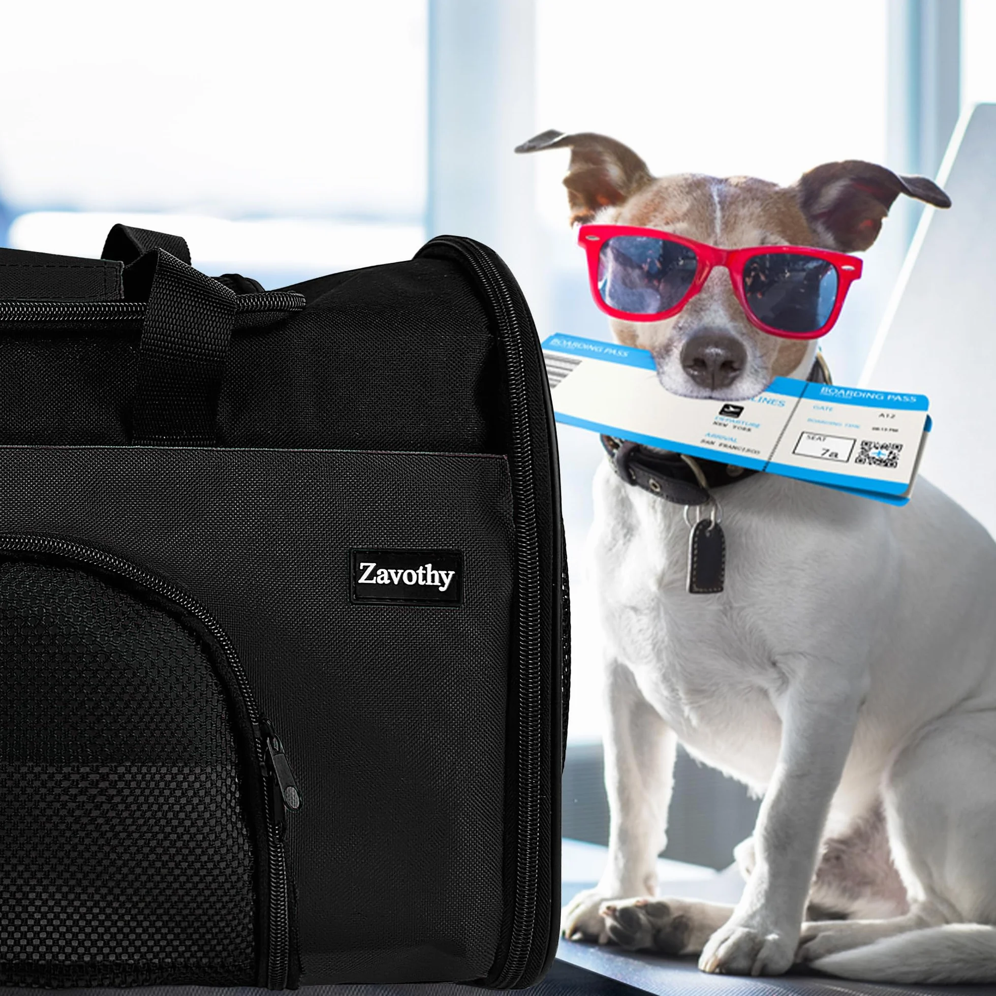 Sac de transport pour chats et chiens respirant pliable avec bandoulière réglable matelas en peluche amovible noir S