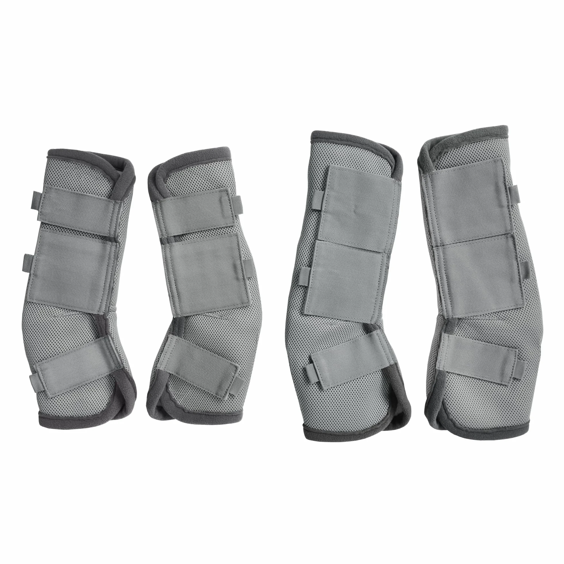 Lot de 4 bottes anti-mouches pour cheval – Leggings de voyage en maille douce Gris Cob