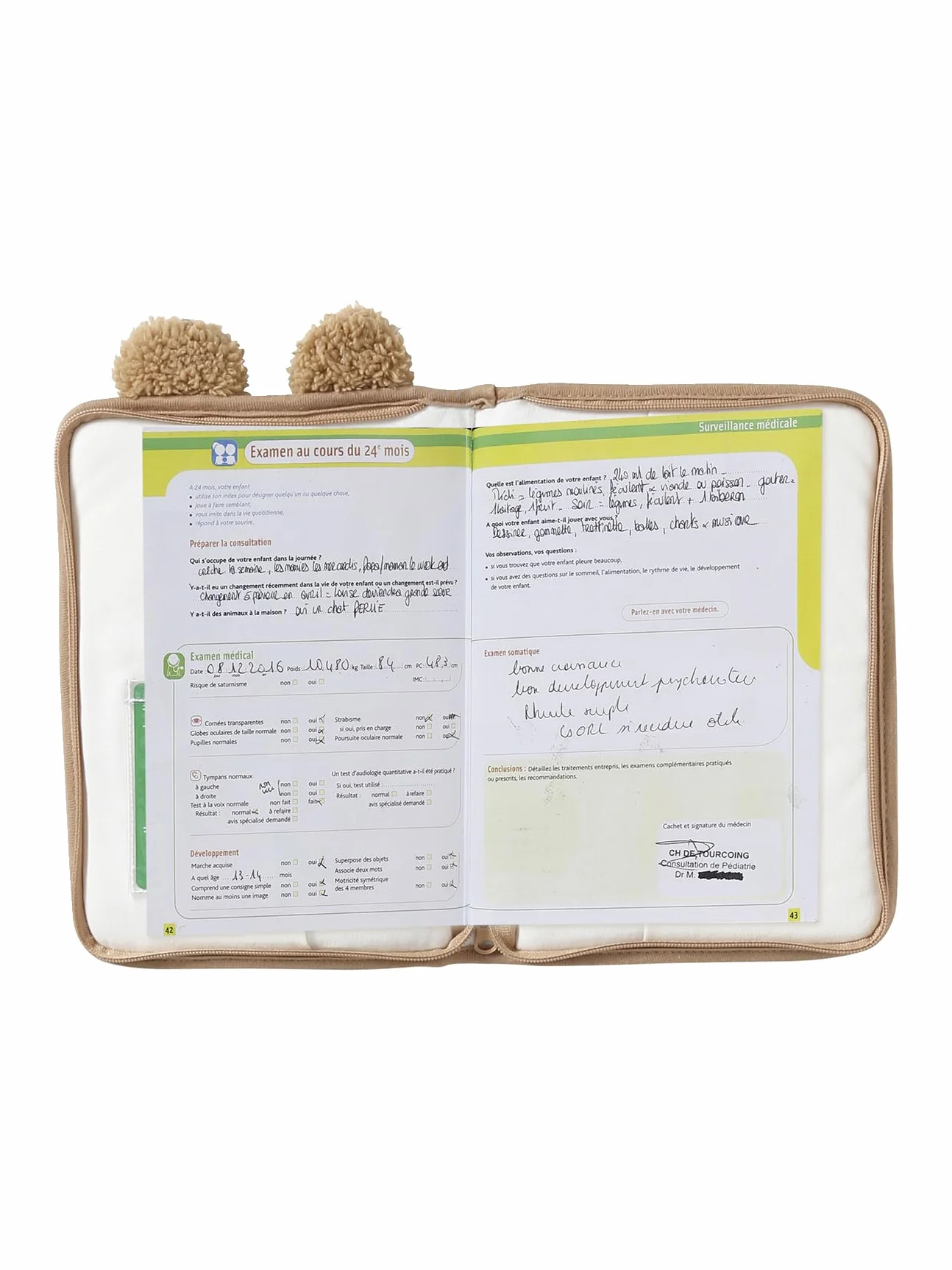 VERTBAUDET Protège carnet de santé sherpa TEDDY BEAR beige
