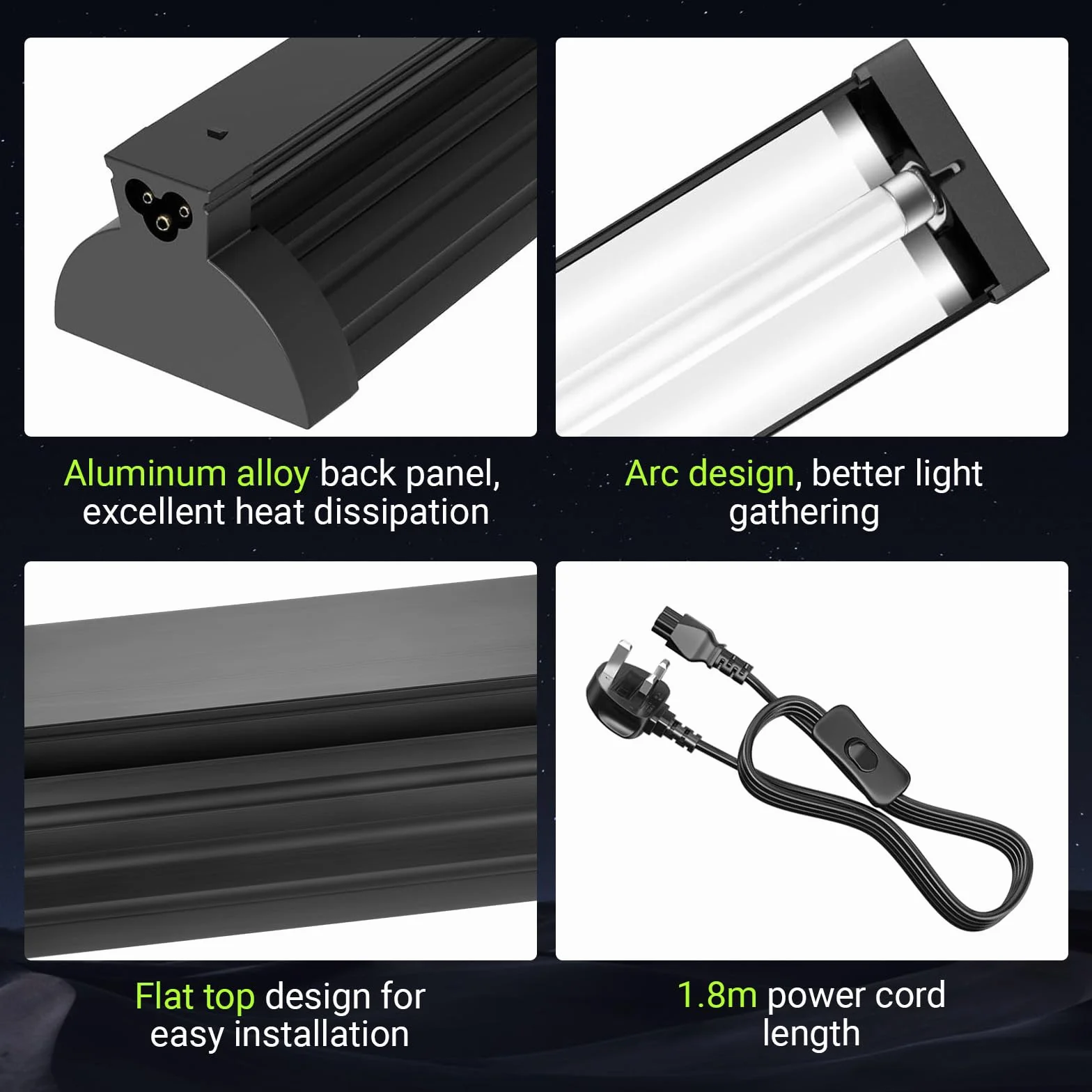 Kit Lumière UVB T5 8W pour Reptiles, 10% UVB & 30% UVA, Fixture 31,5 cm avec Tube UVB T5 10.0