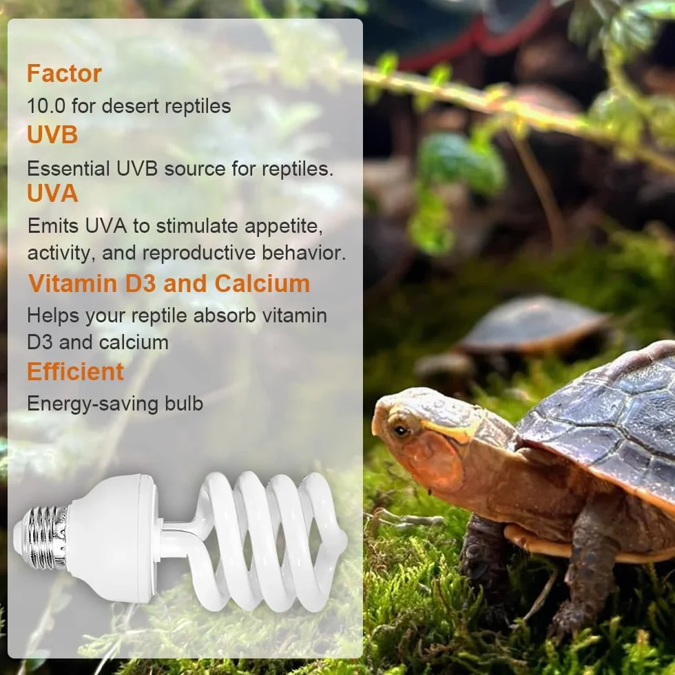 Ampoule UVB 26W UVA UVB 10.0 E27 pour Reptiles Lampe Fluorescente Compacte Terrarium