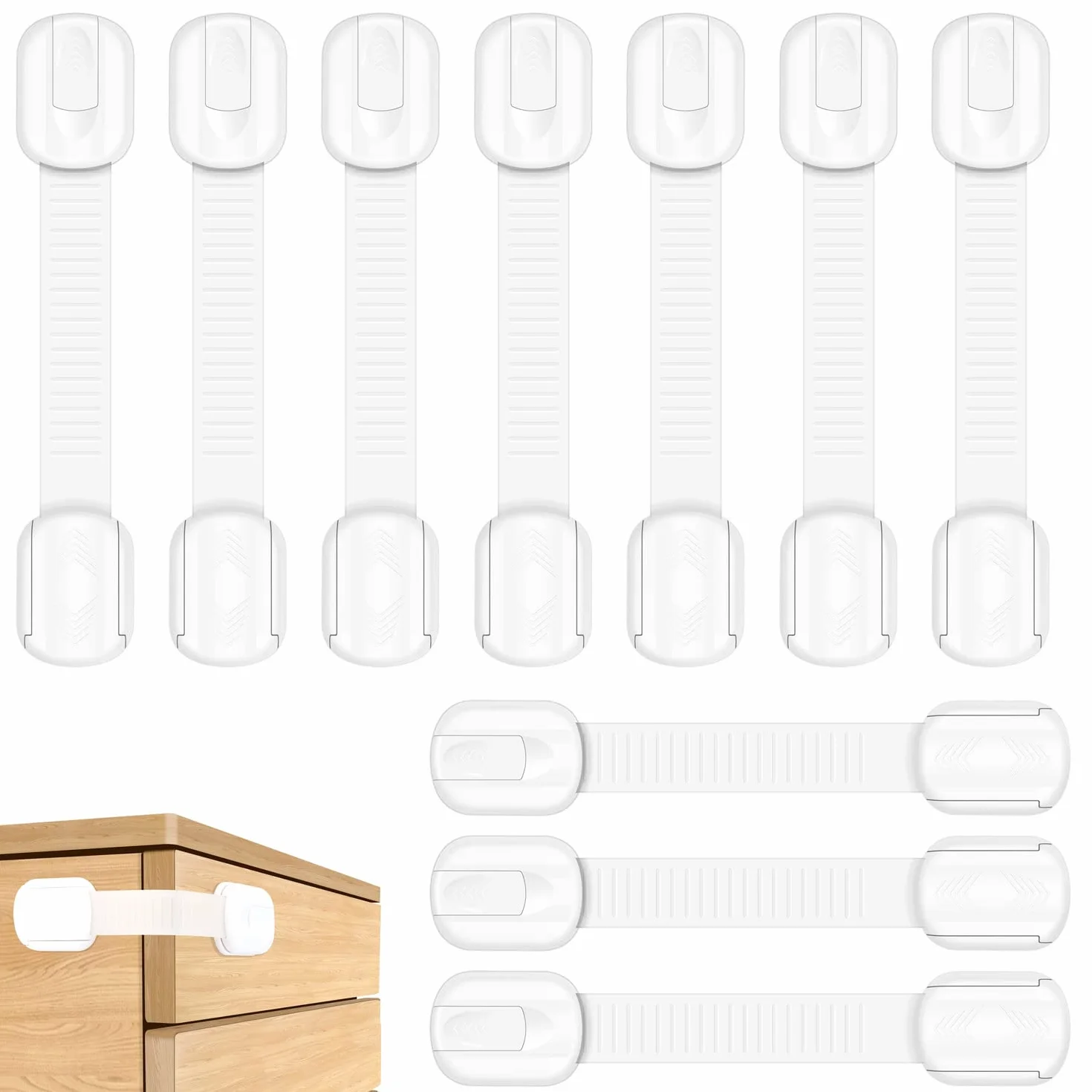 Lot de 10 Bloque Porte Bébé Sécurité Placard Enfant Adhésif Fort Protection Bebe Blanc