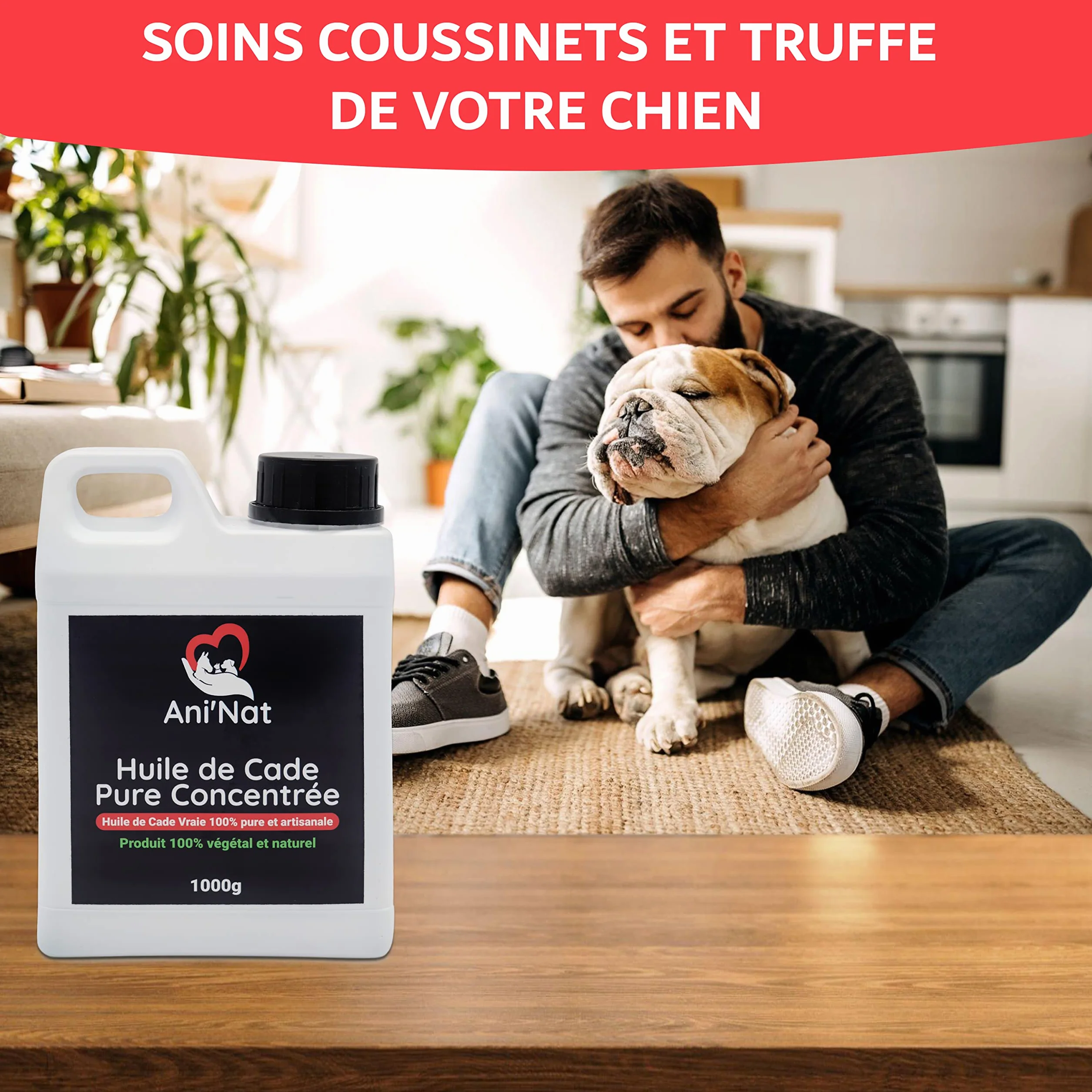 AniNat Huile de Cade Pure Concentrée 100% Naturelle - Soin des Pattes des Poules, Sabots Chevaux - Bidon 1000g
