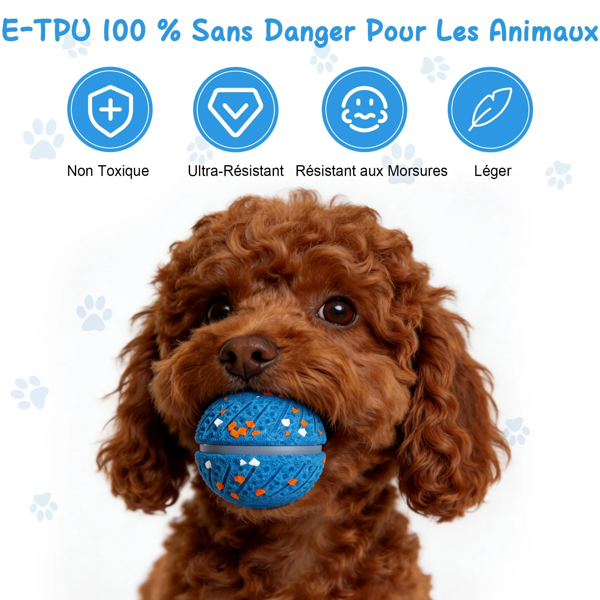 Balle Chien Interactif Intelligente, Jouet Chien Indestructible, Matériau E-TPU avec Lumières, 3 Modes de Jeu, Étanche & Rechargeable Jouet Chiot Petits, Moyens Chiens