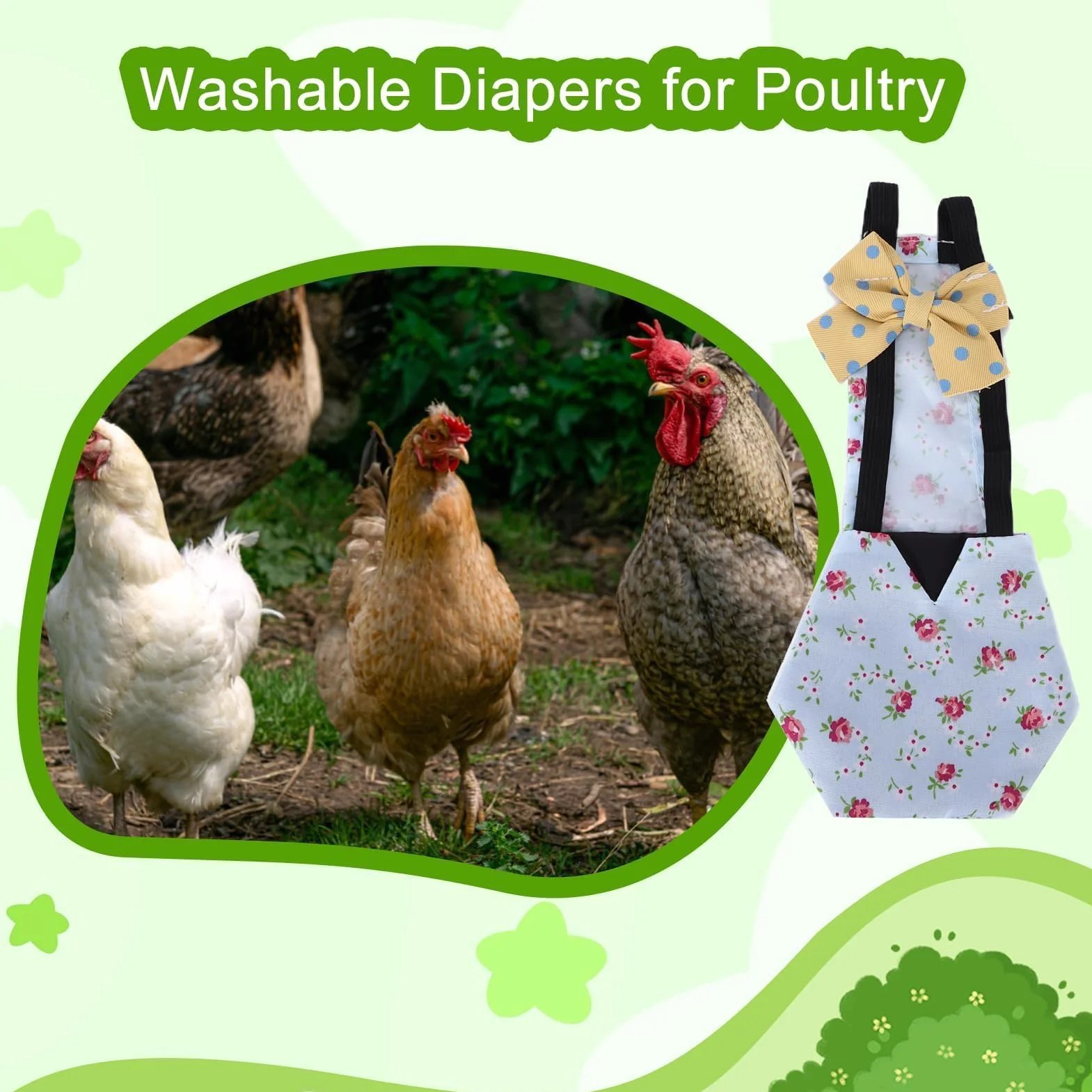 Couches Lavables Réutilisables pour Canard Poulet Poule Oie Tissu Réglable Hygiène Santé