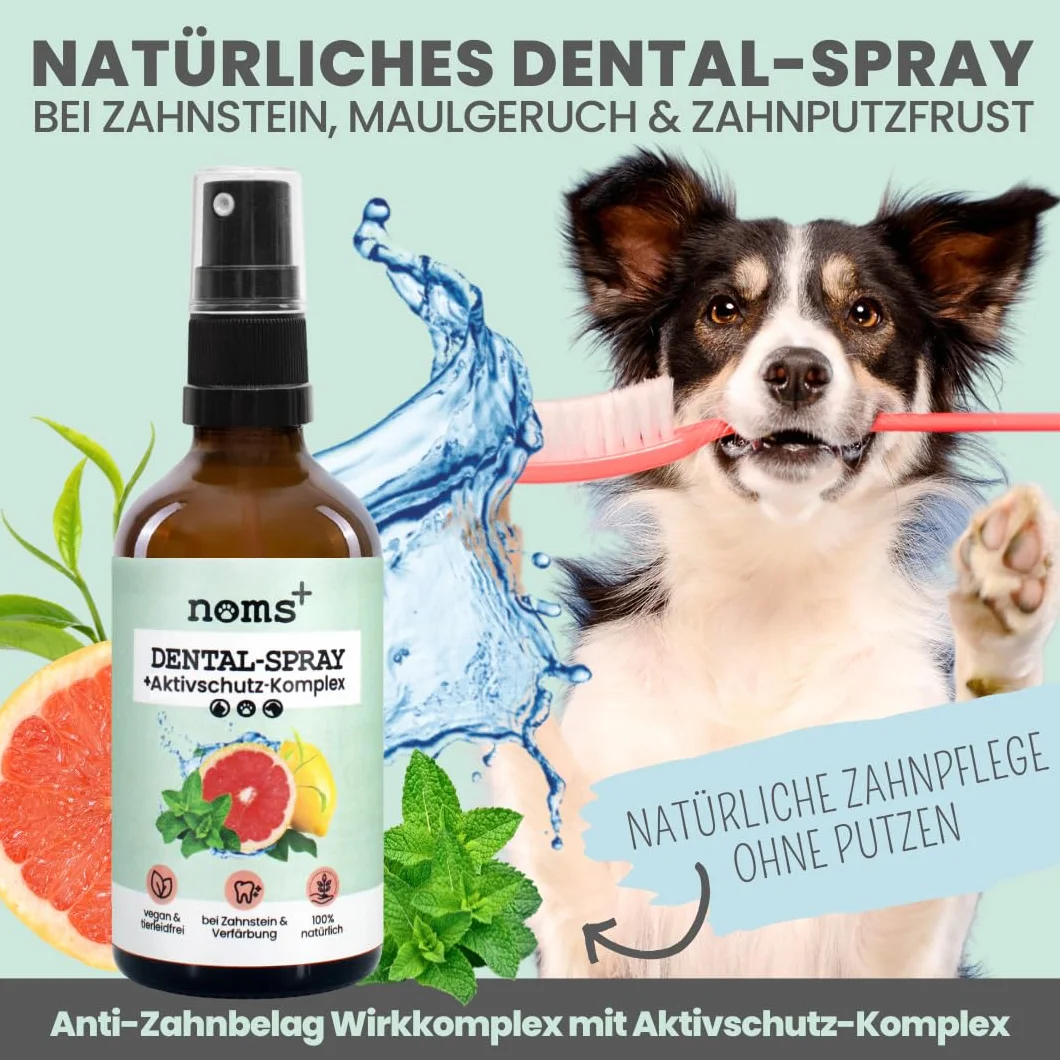 noms+ Spray dentaire pour chiens et chats [réserve annuelle] Spray élimine la plaque dentaire 100 % naturel, contre le tartre, la mauvaise haleine, la plaque dentaire pour le nettoyage des dents et