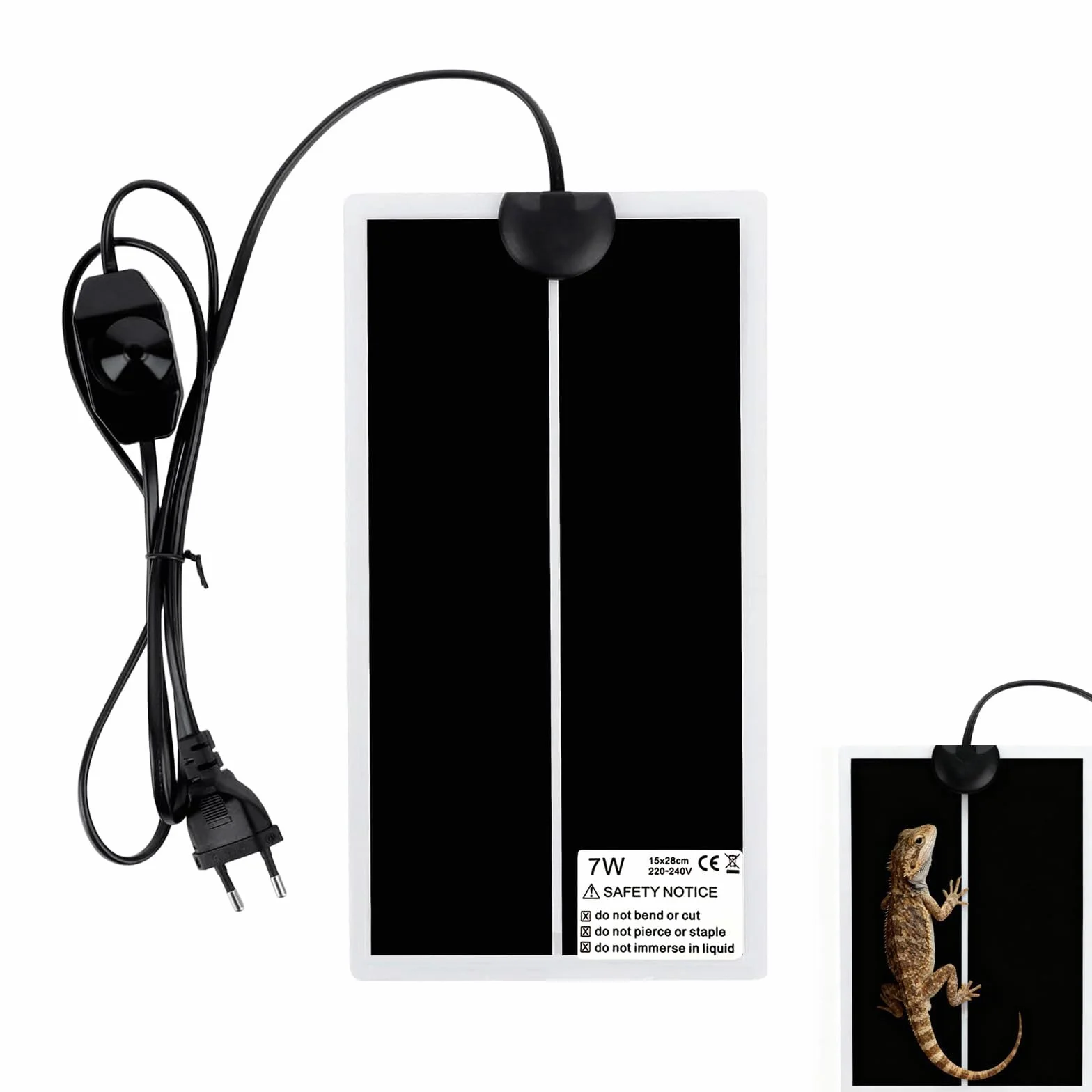 Tapis Chauffant pour Terrarium 15x28 cm Réglable Reptiles 7W 220-240V