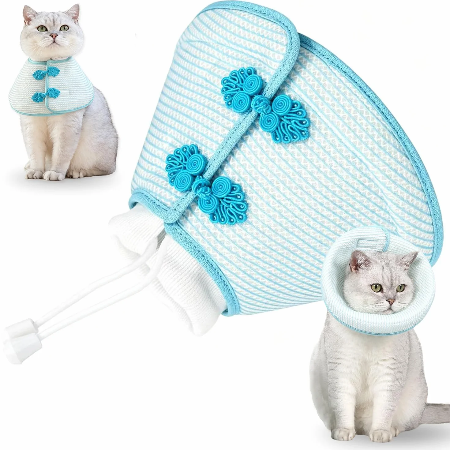Collerette Chat Anti Léchage Doux Ajustable Collier de Récupération pour Chats Chaton Empêche Lécher Plaies (M)