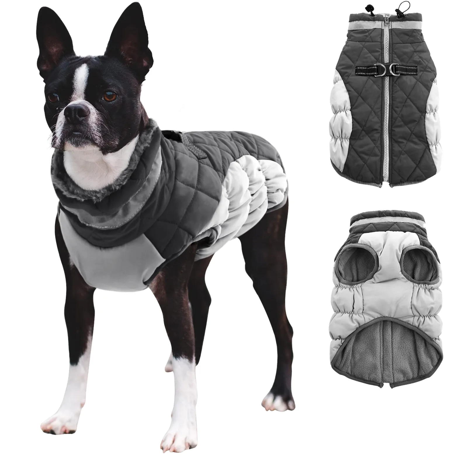 CITÉTOILE Manteau Chien, Manteau Chien Fourré Polaire avec Harnais, Manteau d'hiver pour Chiens Imperméable et Coupe-Vent, Réfléchissant Vetement Chien pour l'hiver pour Teckel, Bouledogue,Chihuahua