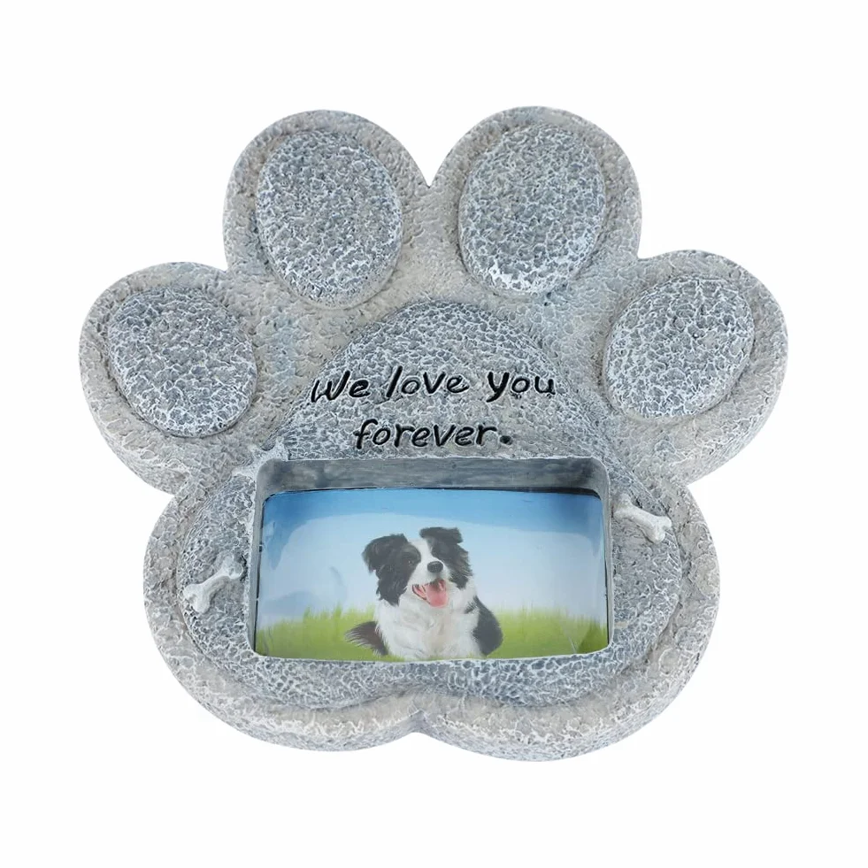 Plaque Commémorative Personnalisée pour Chien Chat en Résine avec Photo Cadeau en Forme de Patte