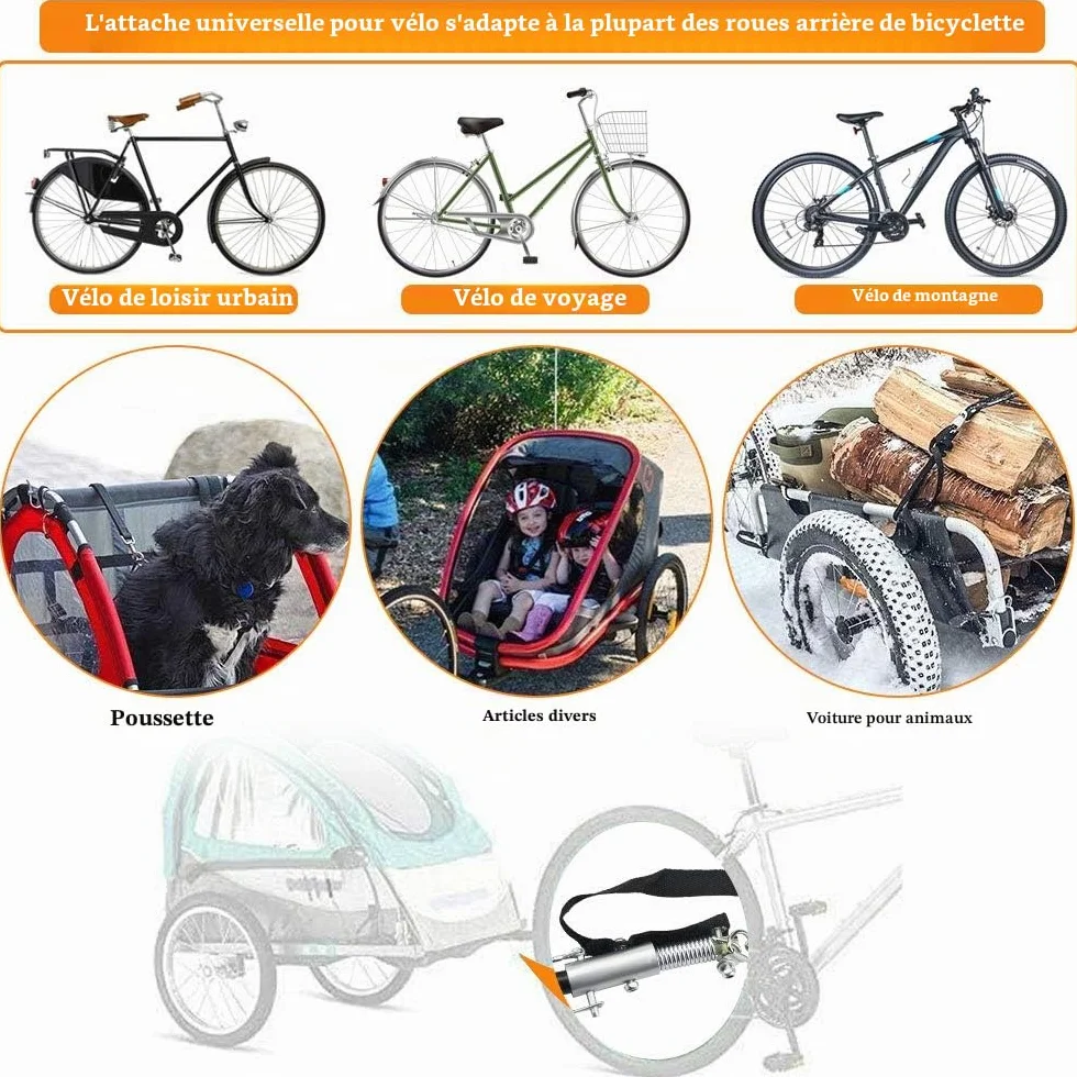 Attelage Remorque Vélo en Acier Adaptateur Connecteur