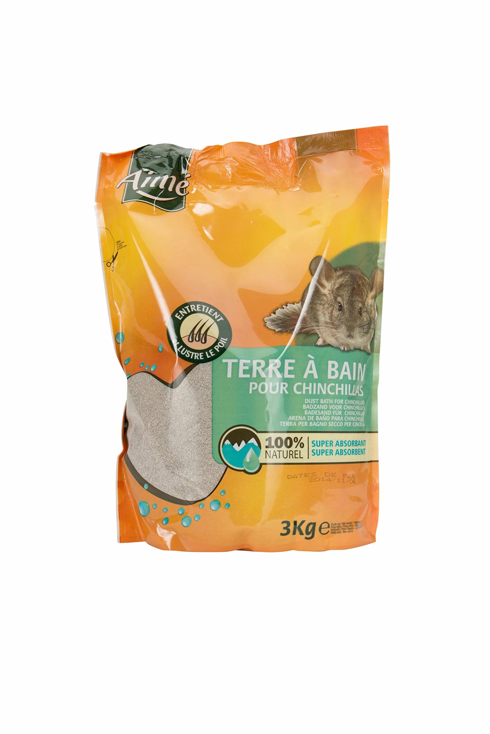 Aimé Terre à Bain pour Chinchilla 3 Kg Fond de Cage Minéraux Naturels