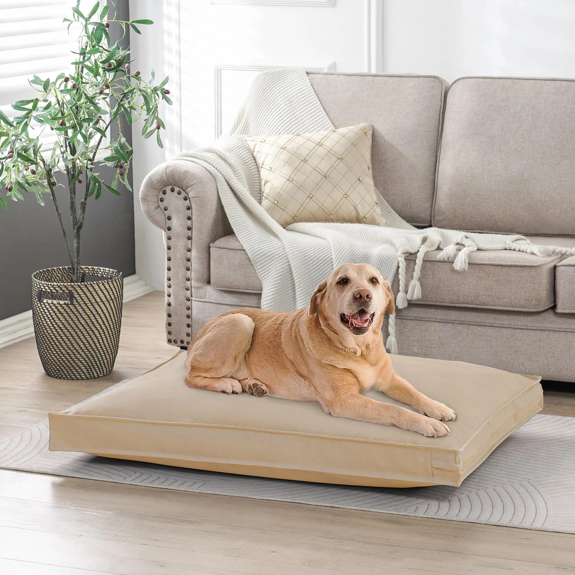 Housse de matelas imperméable pour chien et chat 111 x 80 x 7,5 cm Kaki