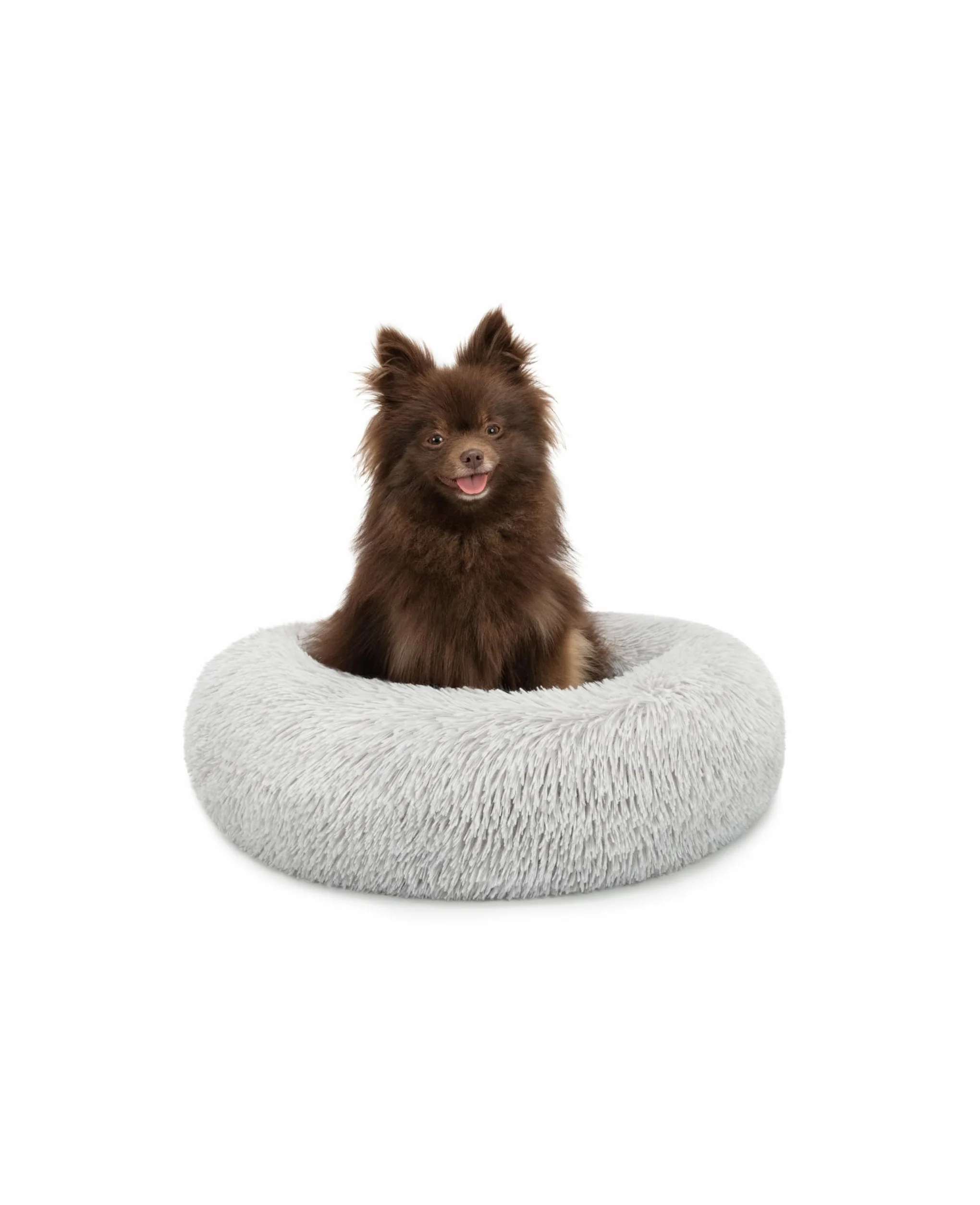 Lit Donut pour Chiens et Chats Ø40 cm, Coussin Rond Moelleux avec Rembourrage Extra épais, Gris Clair