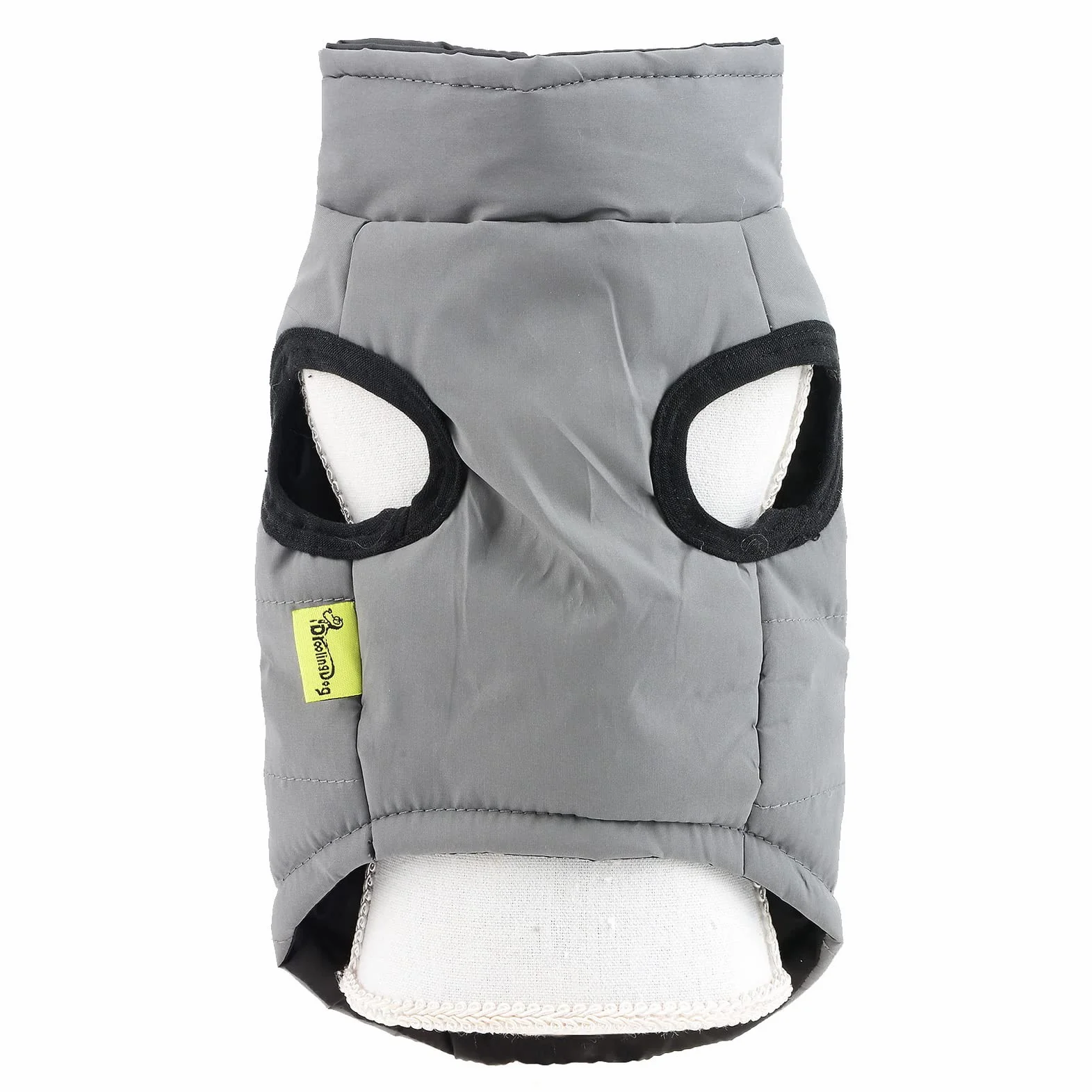 Veste d'hiver imperméable pour chien avec anneaux en D, manteau matelassé taille S gris